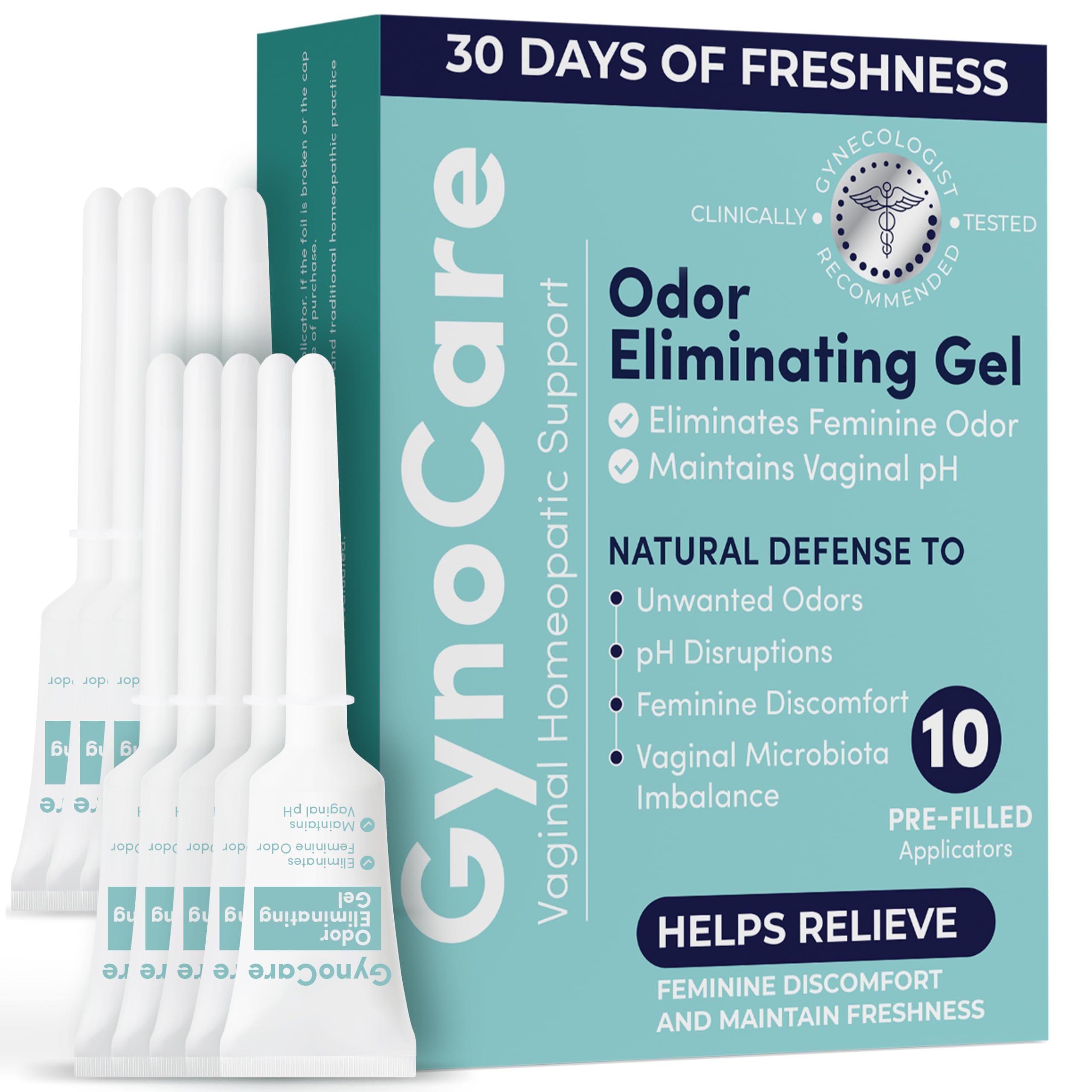 Terramed Just Think Comfort Vaginal Odor Eliminating Gel | Maintains pH Balance & Freshness | Natural Defense for Feminine Odor, Discomfort & pH Disruptions | 10 Pre-Filled Applicators