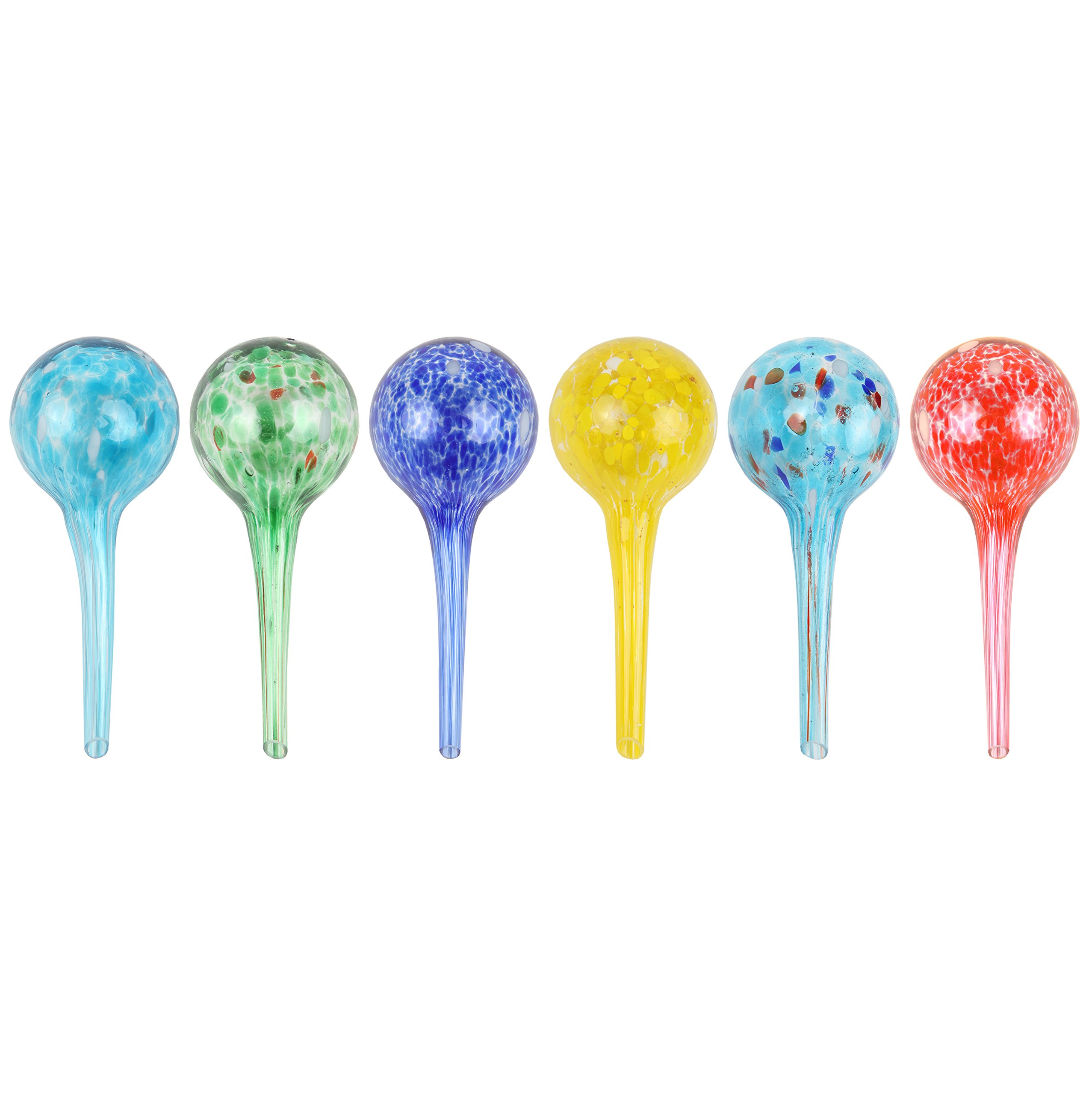 Miles Kimball Set of 6 Small Multicolored Glass Plant Watering Globes - Each Measures 6" L x 2.5" D