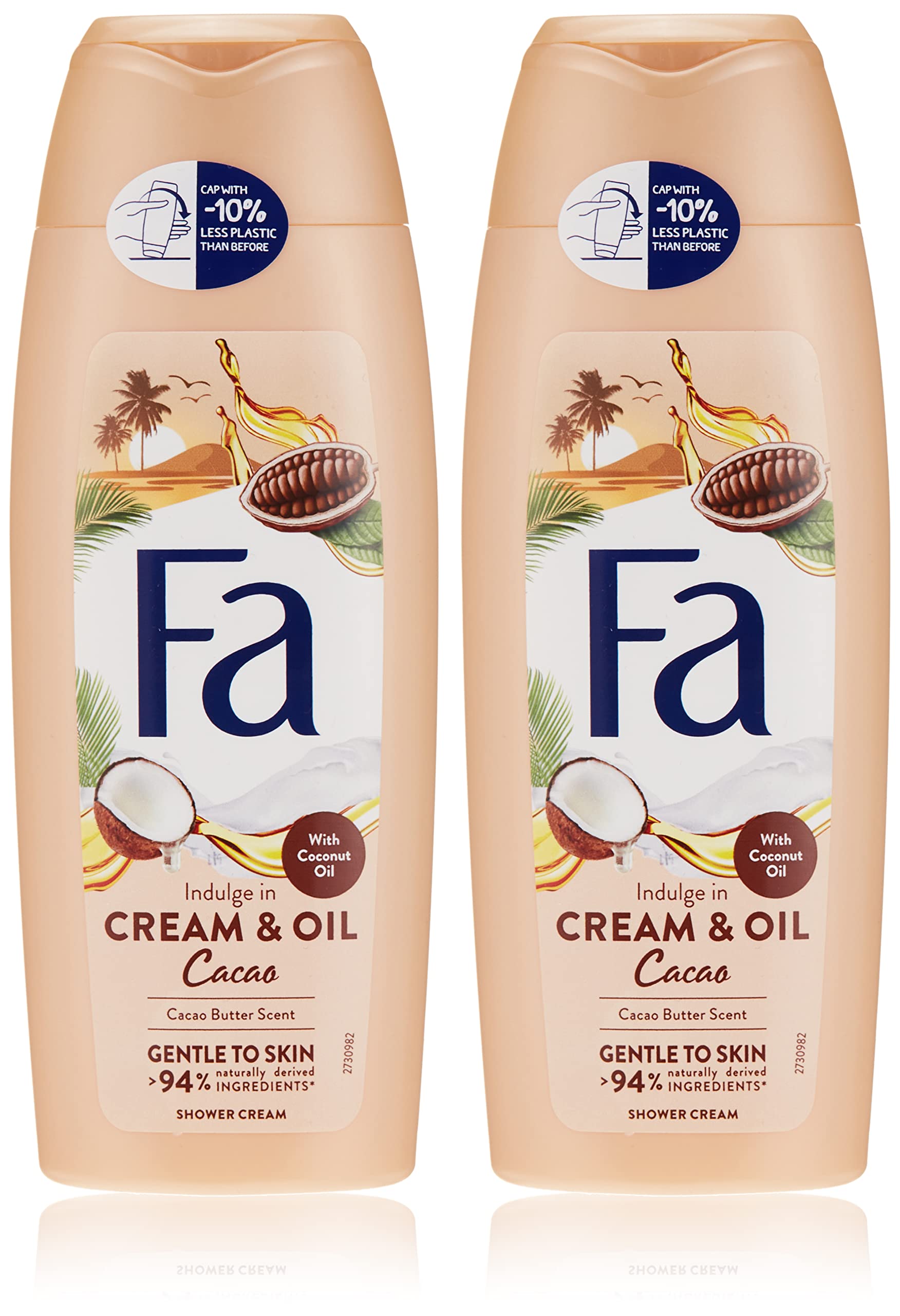 FaShower Gel Cocoa Butter 250ml, Pack of 2, 1.0 count, 1