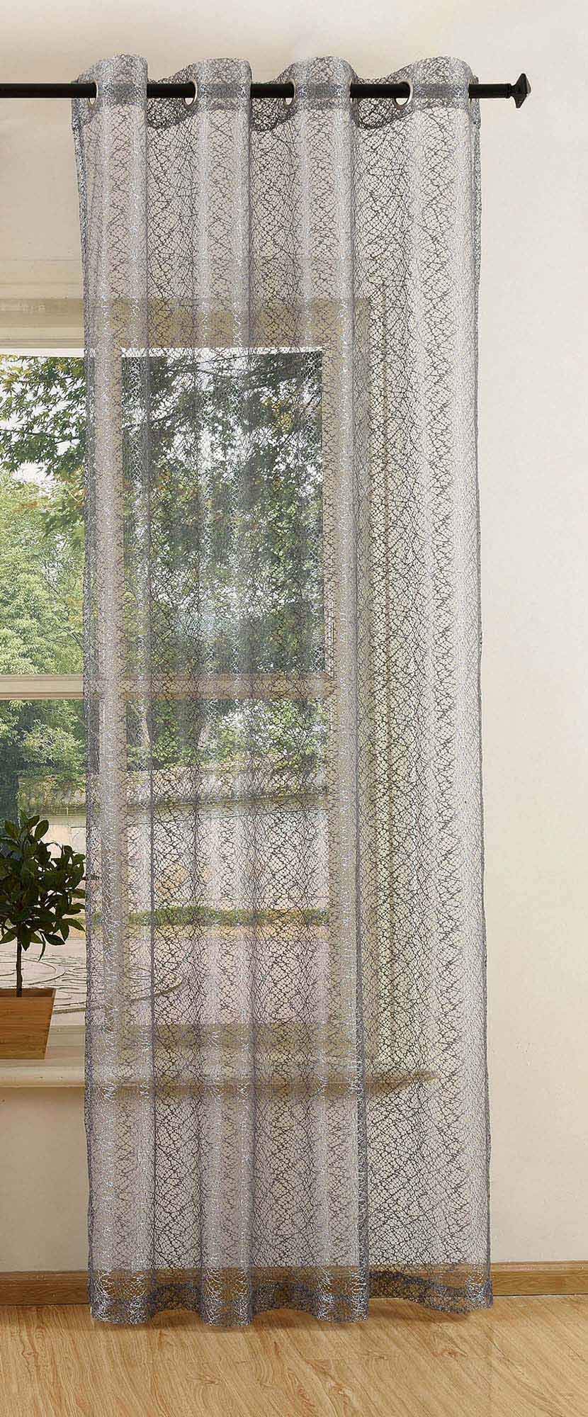 GardinenboxMesh Net Curtain with Eyelets, Transparent, Plain, Decorative Curtain, 20352, Polyester, grey, 245 x 140 cm