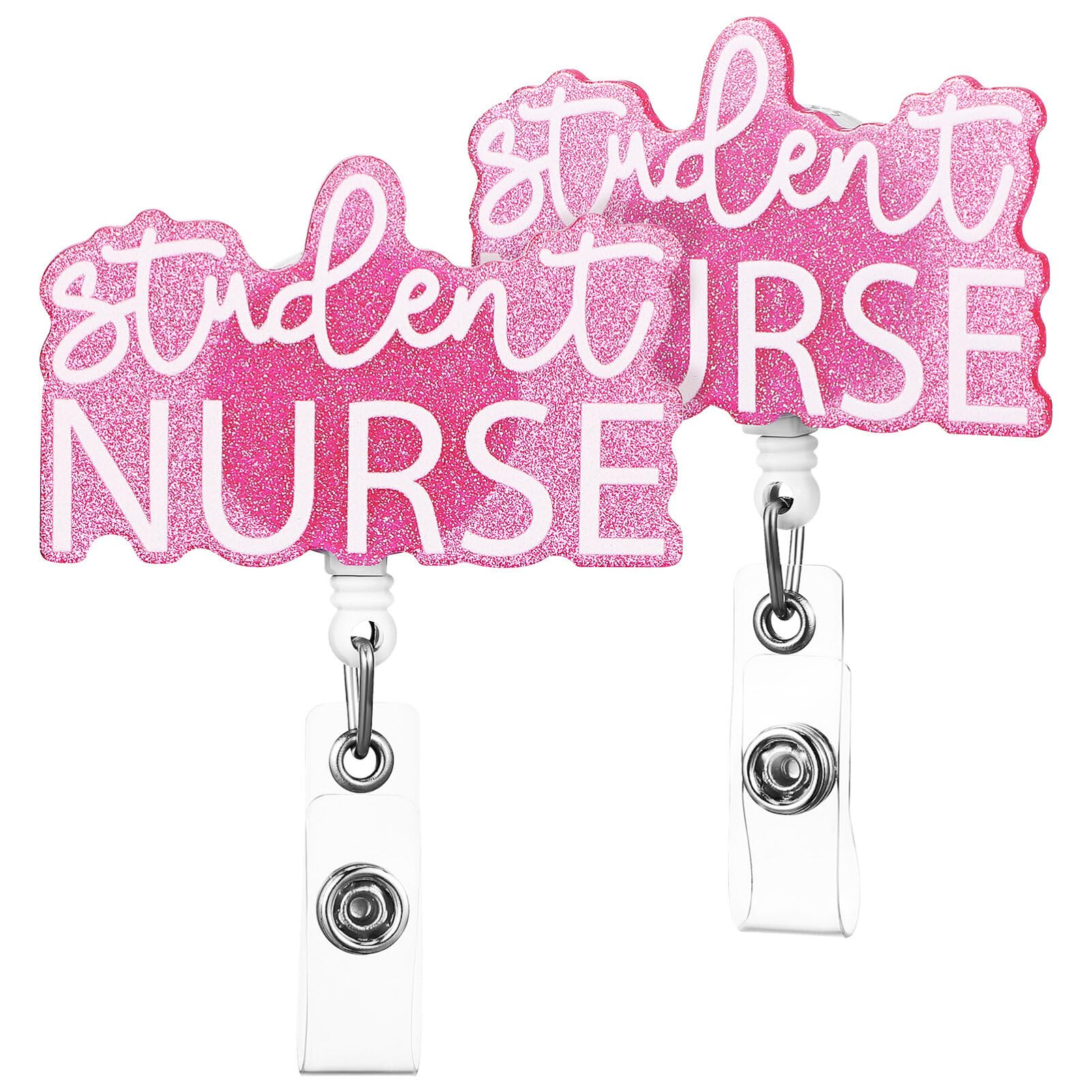 Tofficu 2pcs Student Nurse Retractable Badge Reel Holder with ID Clip Nursing Must Haves Cute Nurse Badge Reel for Nurse Nursing Name Tag Card(Student Nurse)