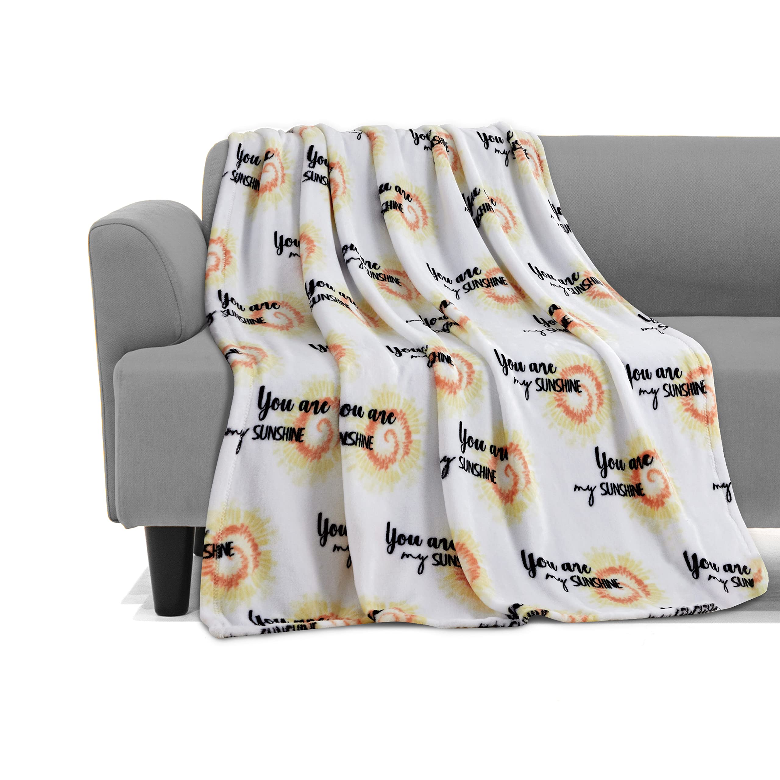 Elegant ComfortLightweight Printed Throw Blanket- All Season, Ultra Soft, Cozy and Plush- Decorative Throw Blankets, Perfect for Lounging, 50 x 70 inches, You are My Sunshine, Throw Blanket