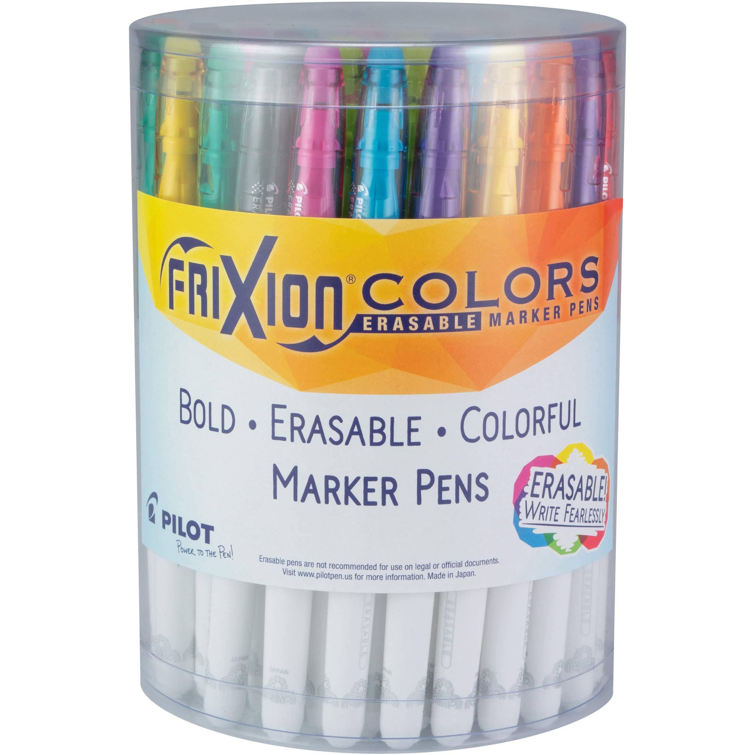 Pilot, FriXion Colors Erasable Marker Pens, Bold Point, Tub of 36, Assorted Colors