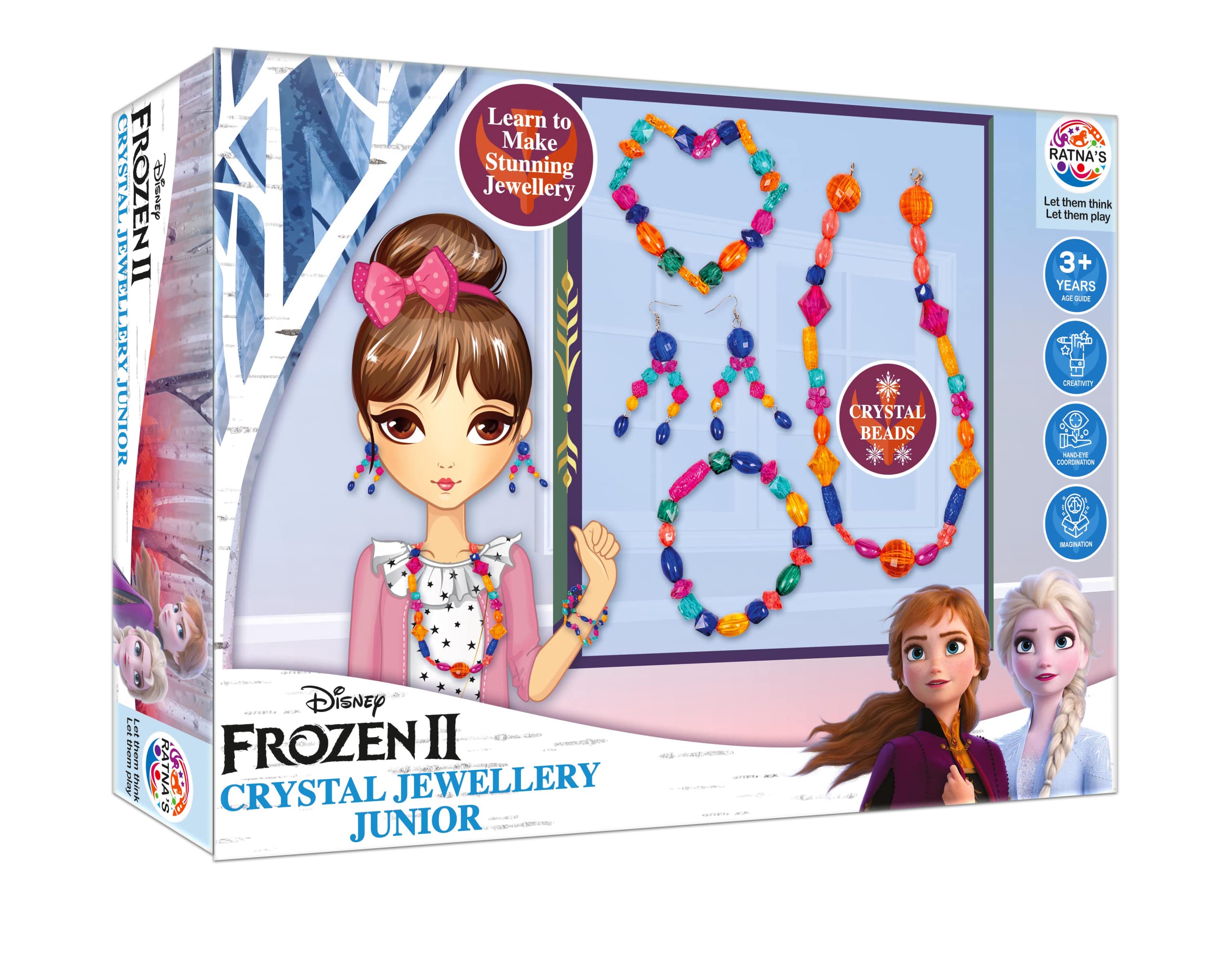 RATNA'SRATNA'S Art & Craft DIY Jewellery Making Kit for Girls to Make Necklaces, Earnings, Bracelets, etc Using Different Colorful Beads (Disney Frozen Crystal Beads Jewellery Junior)