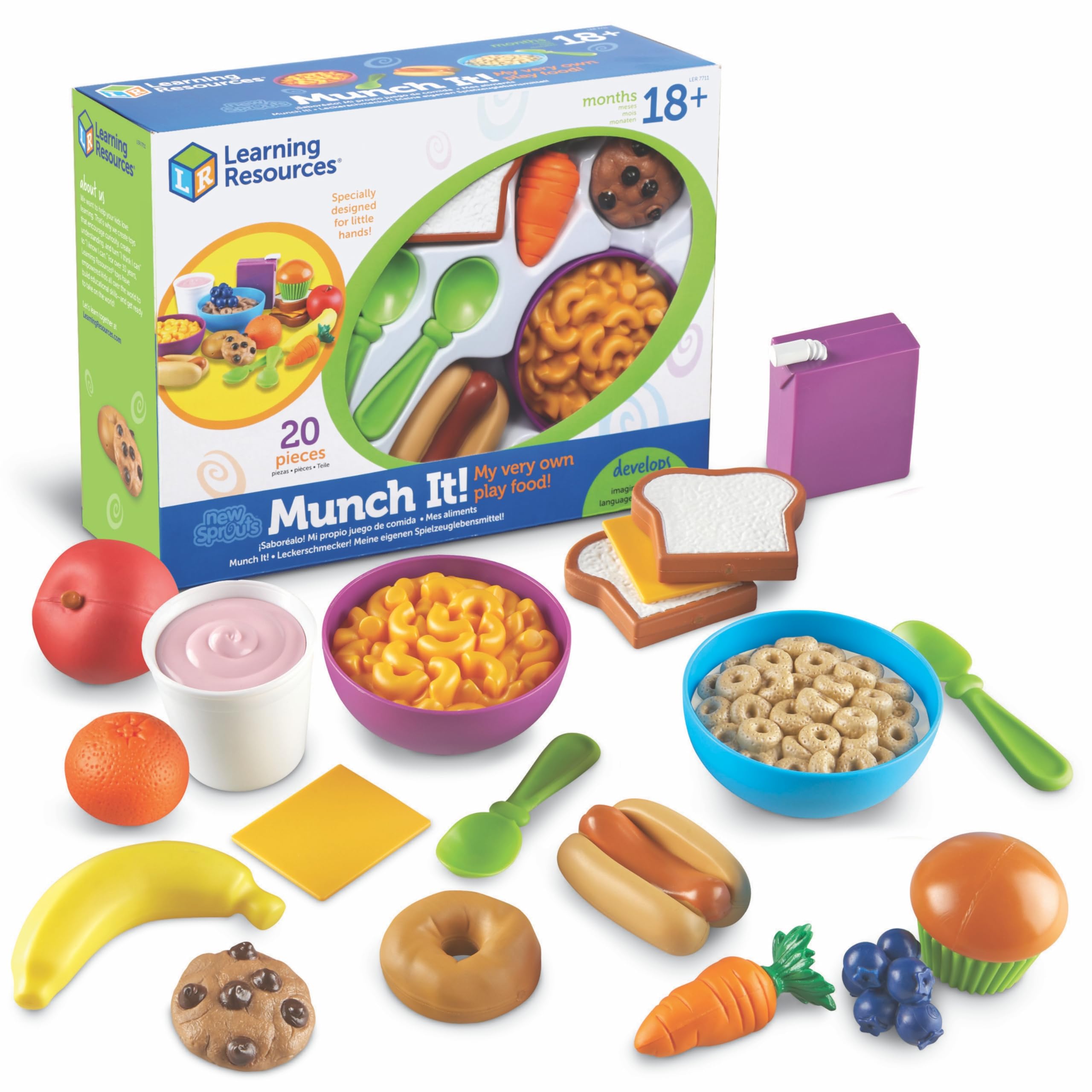 Learning ResourcesNew Sprouts Munch It! Pretend Play Food, Develops Imaginative Play, Play Food for Toddlers, Picnic Play Food, 20 Pieces, Ages 18 Months +