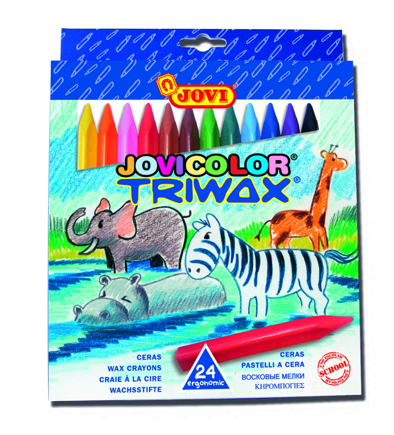 Jovi 973/24 – Crayons Triangular triwax, Case 24 Crayons Assorted