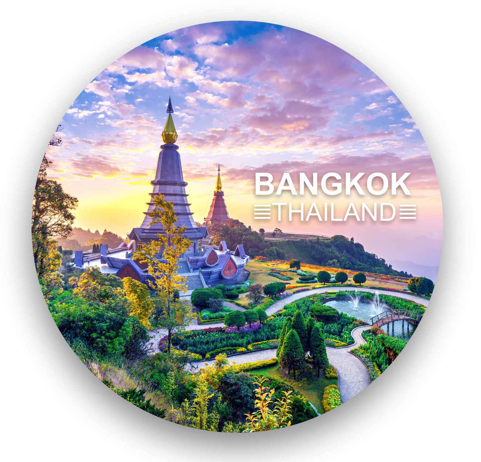 Bangkok Thailand Fridge Magnets for HomeKitchen Refrigerator Door Decor Souvenir Gift Wooden Magnet L X H 3 X 3 Inch