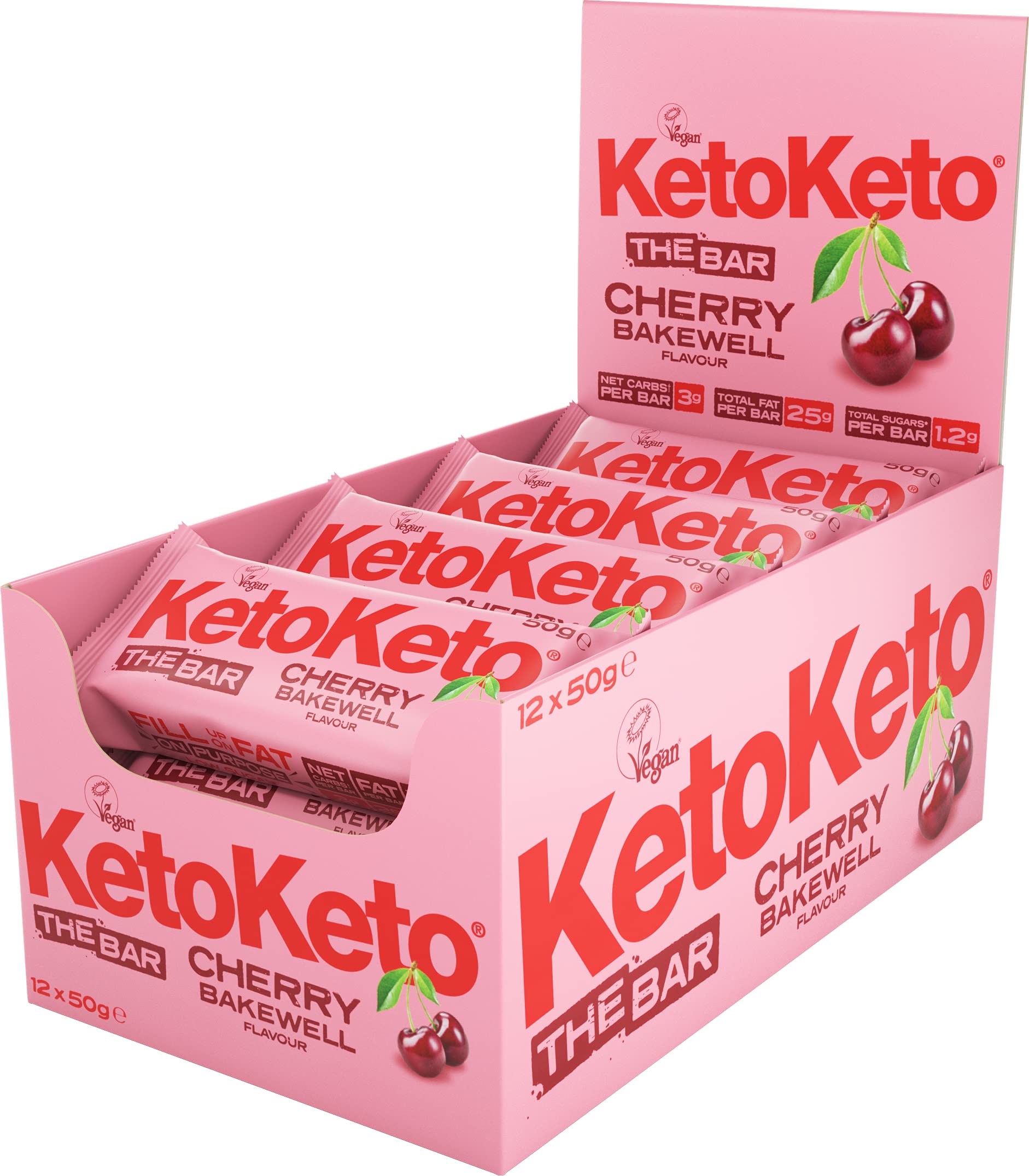 Keto Keto Bars 12 x 50g Keto Snacks For Weight Loss | Keto Diet, Sugar Free Snack, Meal Replacement Bar | Healthy Snacks, Keto Food, Low Carb | Low Calorie, Vegan Food, Breakfast Bar (Cherry Bakewell)