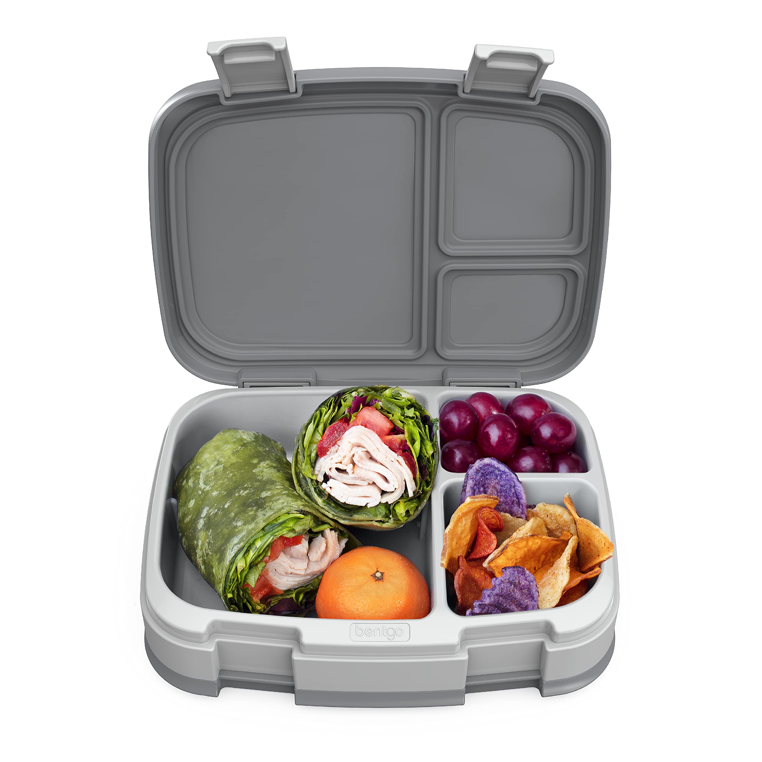 Bentgo Fresh – Leak-Proof, Versatile 4-Compartment Bento-Style Lunch Box with Removable Divider, Portion-Controlled Meals for Teens and Adults On-The-Go – BPA-Free, Food-Safe Materials (Gray)