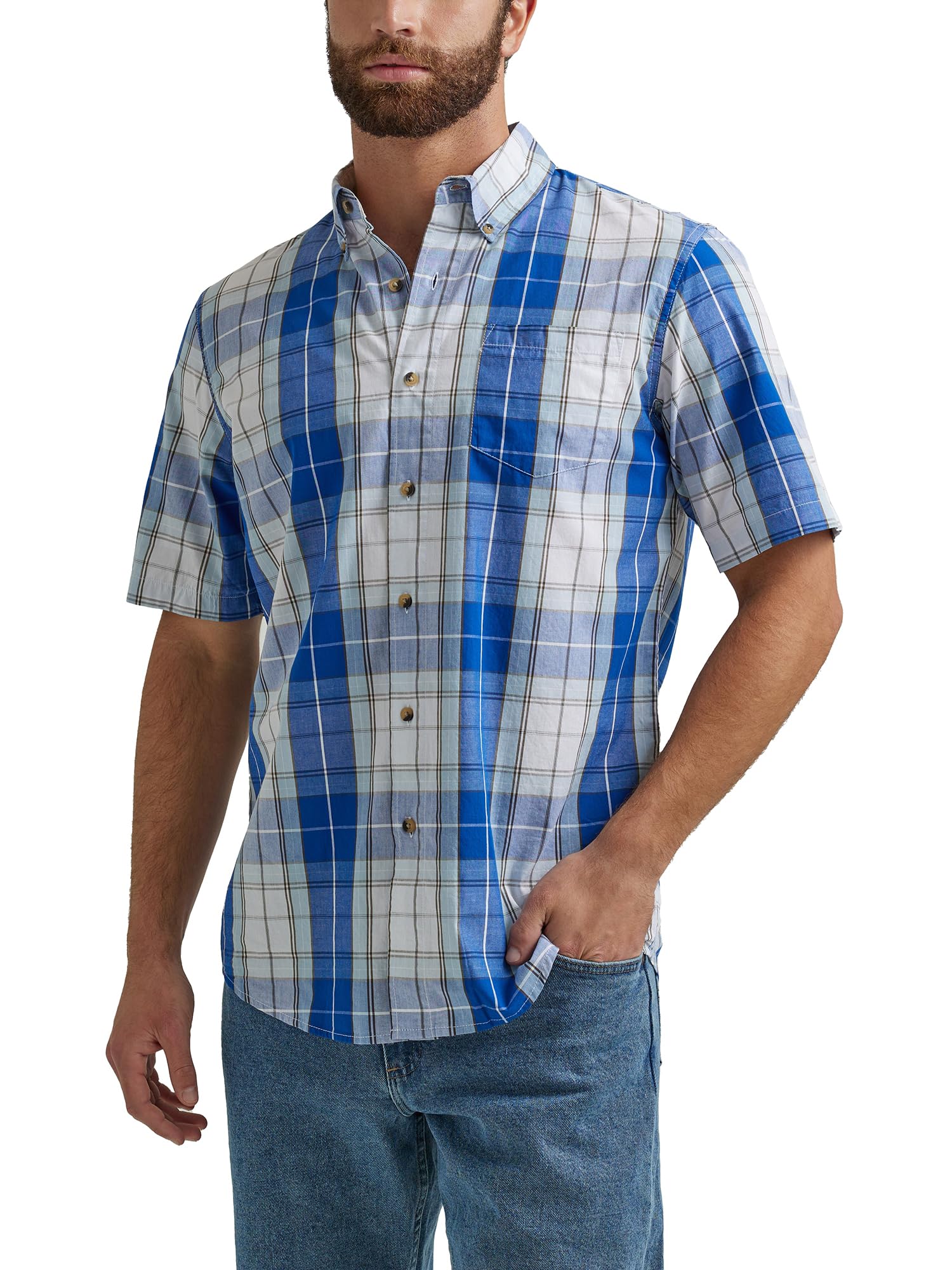 Wrangler Authentics Men's Short Sleeve Classic Plaid Shirt