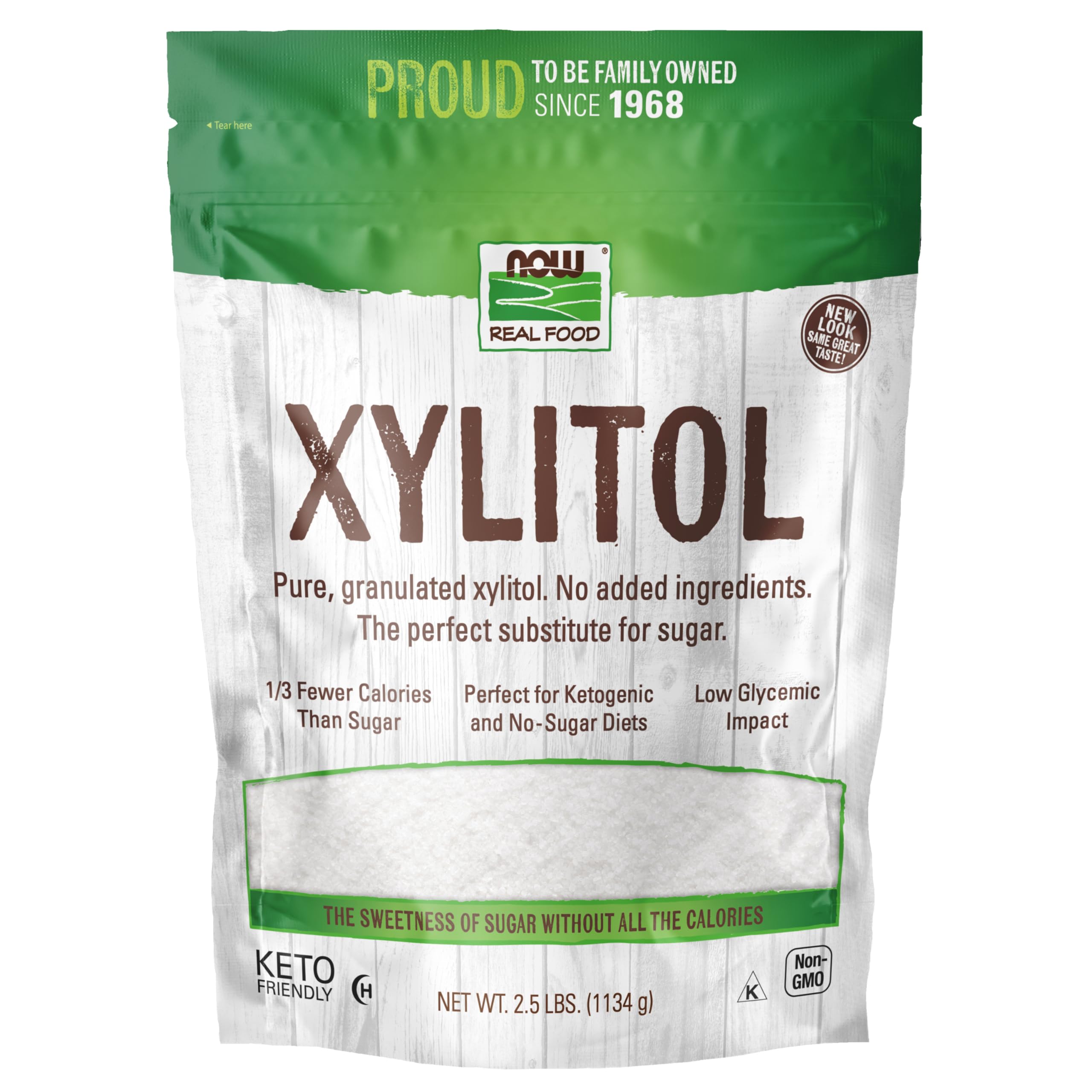 NOW FoodsXylitol, Pure with No Added Ingredients, Keto-Friendly, Low Glycemic Impact, Low Calorie, 2.5-Pound (Packaging May Vary)