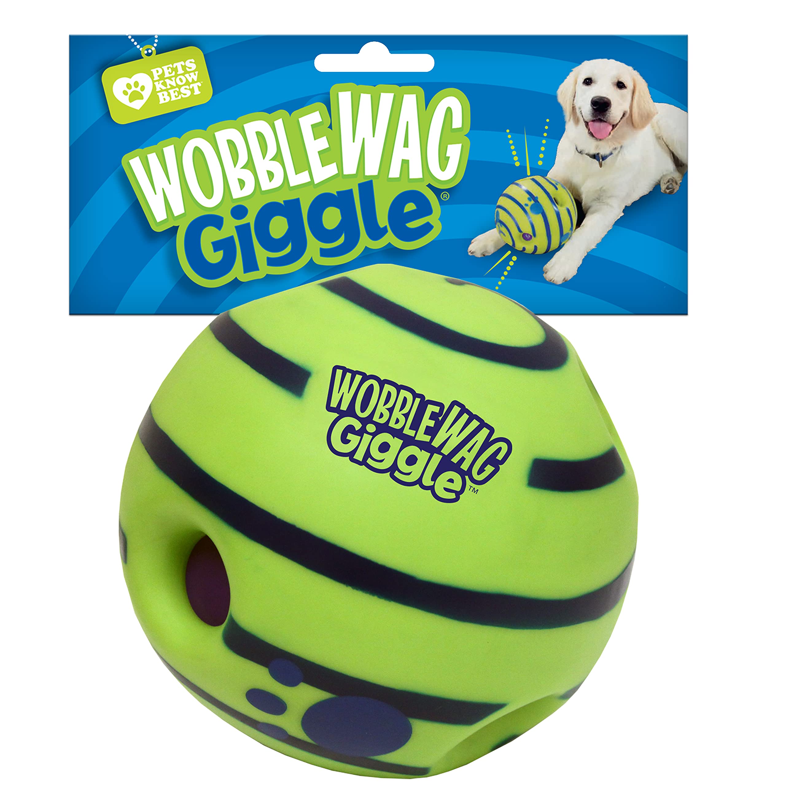 Wobble Wag Giggle Ball, Interactive Dog Toy, Fun Giggle Sounds When Rolled or Shaken, Pets Know Best, As Seen On TV