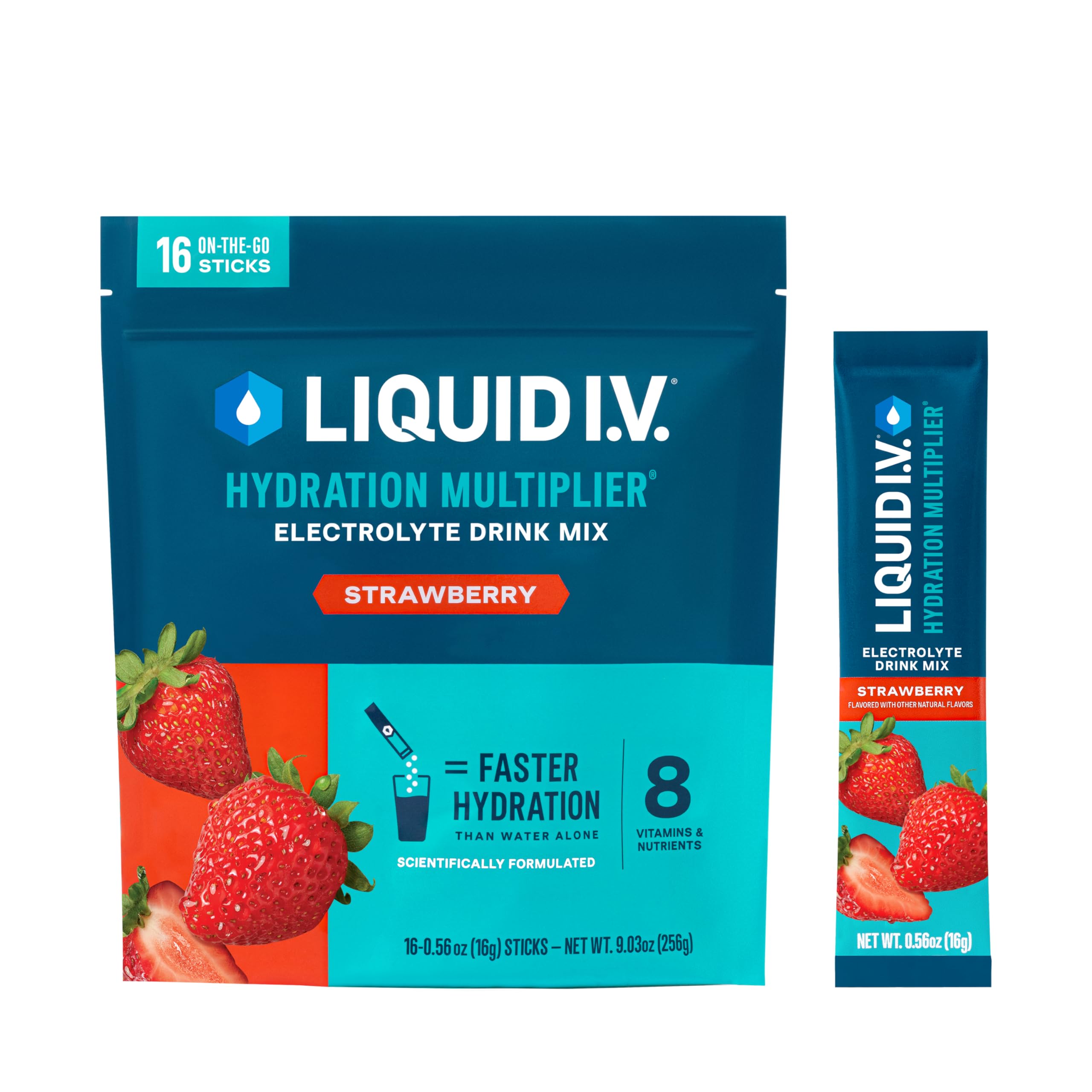 Liquid I.V.Hydration Multiplier - Strawberry | Electrolyte Powder Drink Mix | 1 Pack (16 Servings)