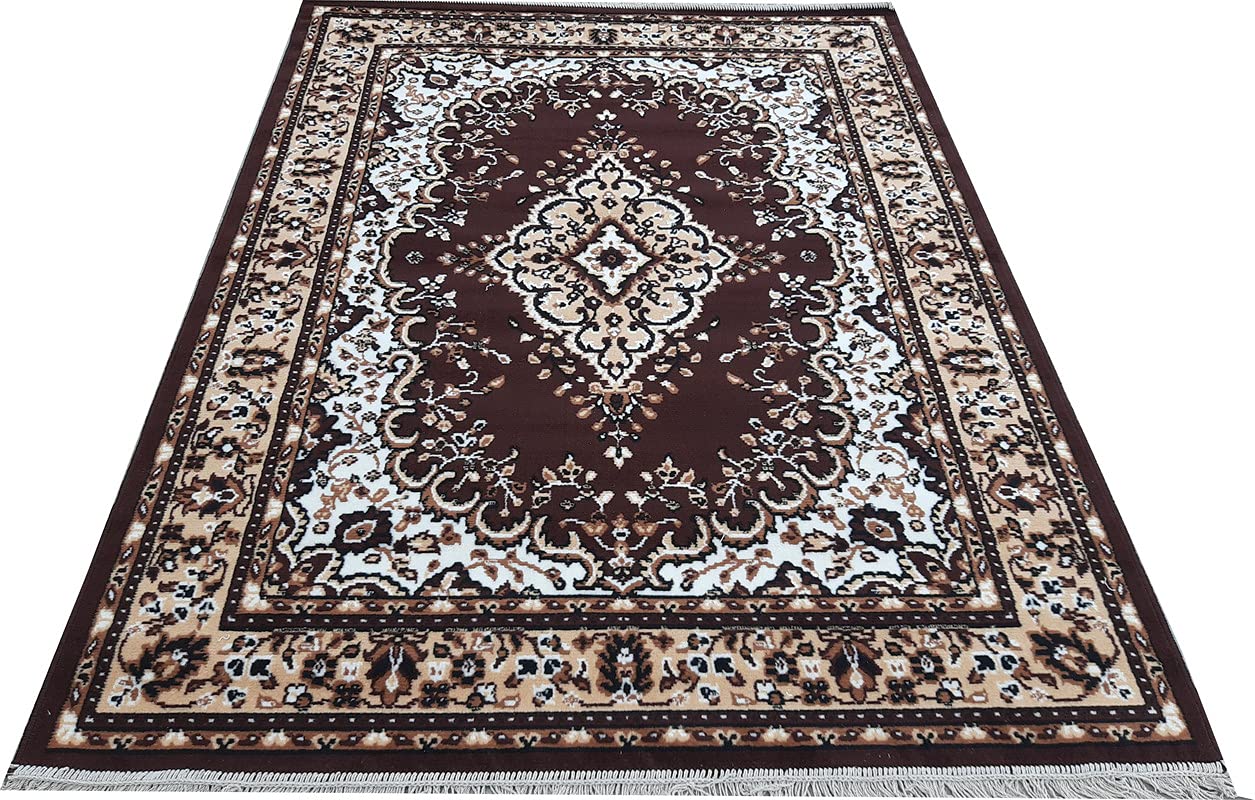 Sifa Carpet Traditional Polyster Carpet for Living Room with Anti Skid - (12x15 Feet Brown Color)