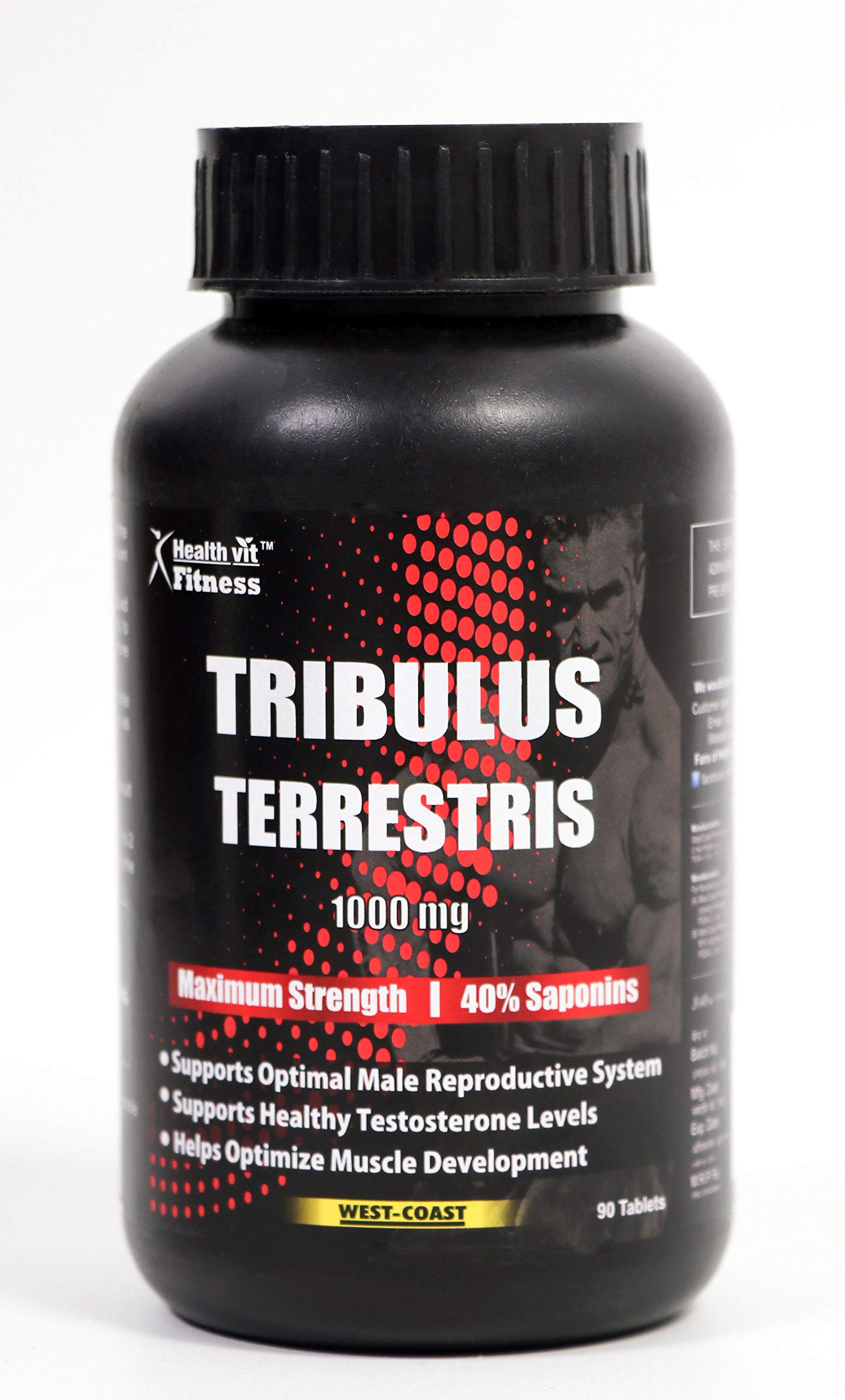 Healthvit Fitness Tribulus Terrestris 1000mg Maximum Strength (40% Saponins) | Helps Muscle Development | Enhance Sports Performance - 90 Tablets