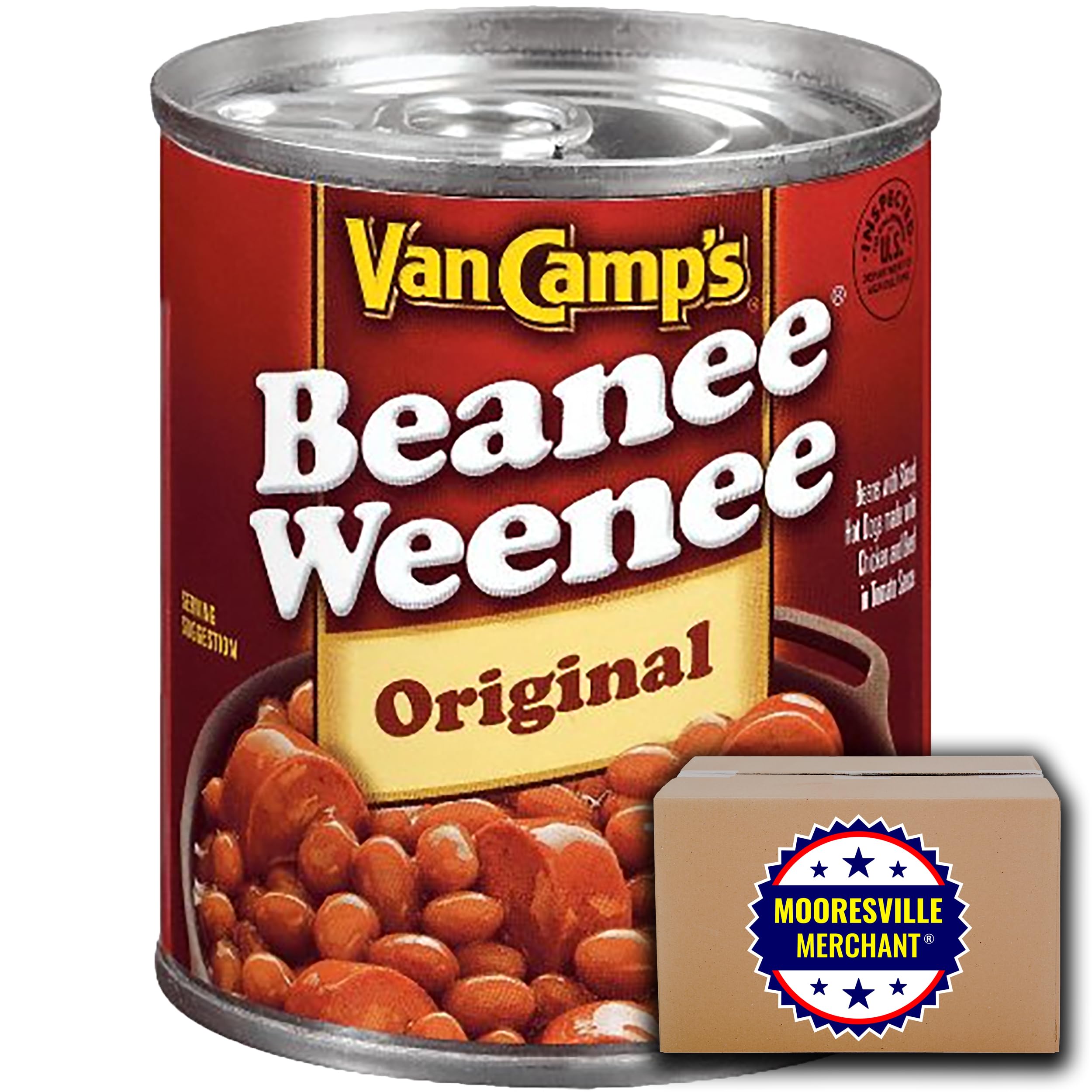 Van Camps Beanee Weenee, 7.75 oz, 6 Cans with Mooresville Merchant Decal