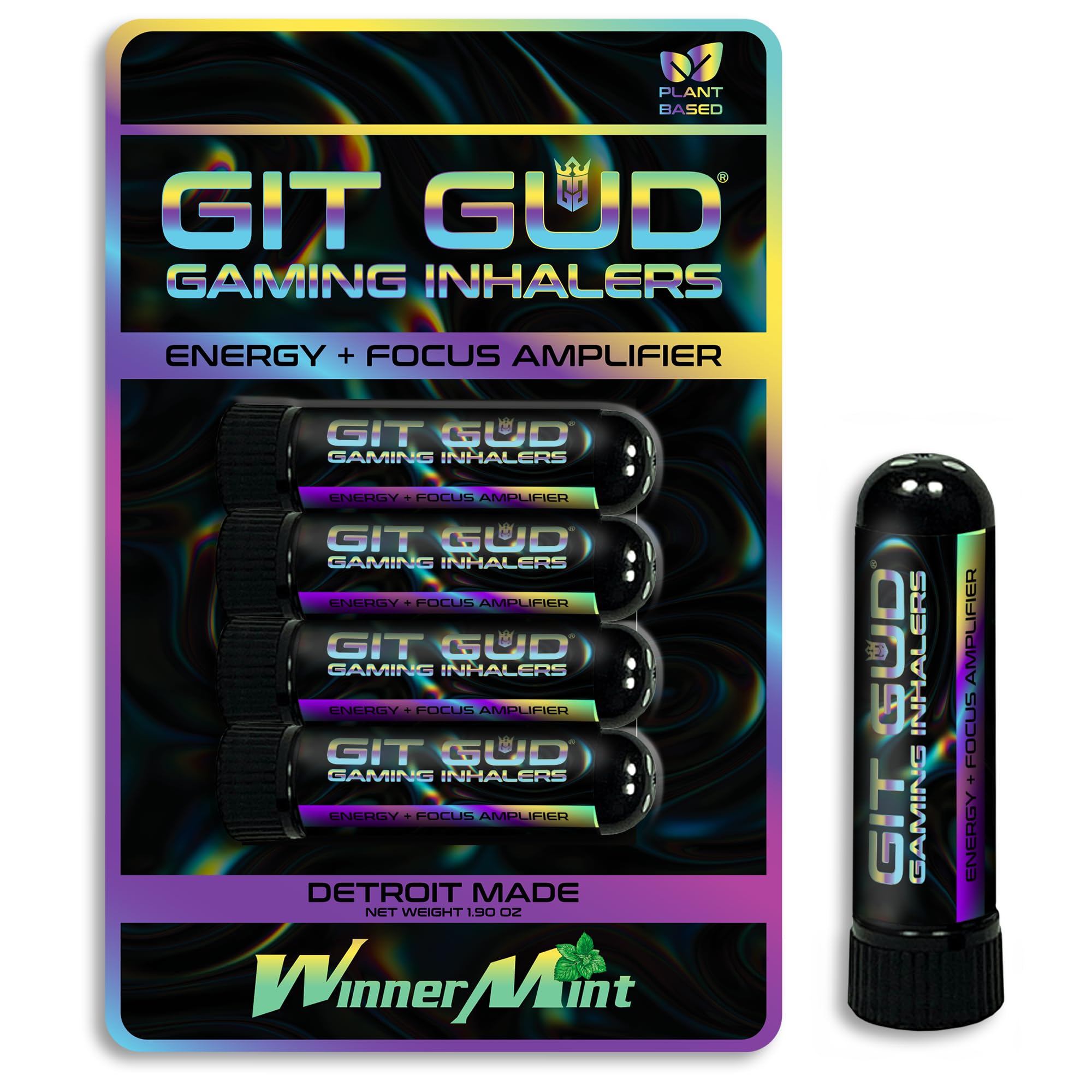 GIT GUDNasal Stick (4 Pack) Focus Amplifier | Powerful Mint Oil Energy Blend | 1000+ Uses, Aromatherapy | WinnerMint (Wintergreen)