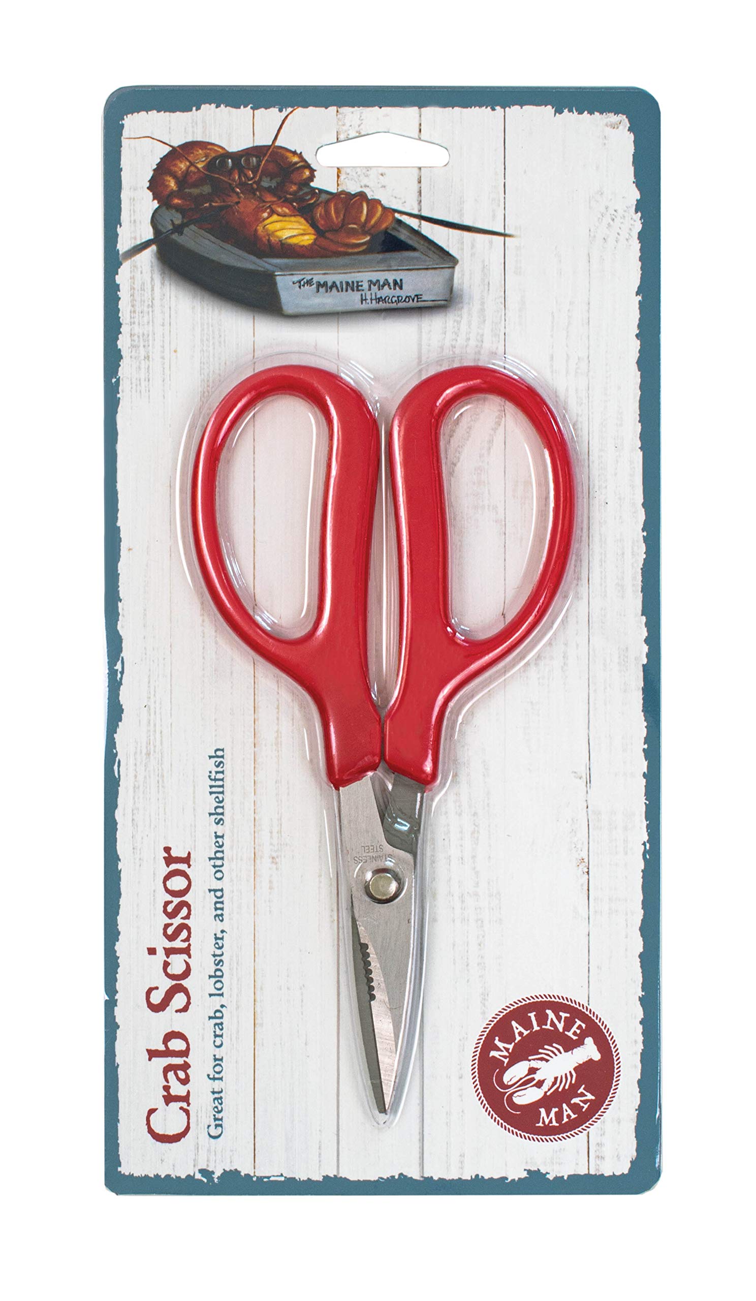 HIC Kitchen Maine Man Crab Seafood Scissors, Japanese Stainless Steel Blades, BPA Free