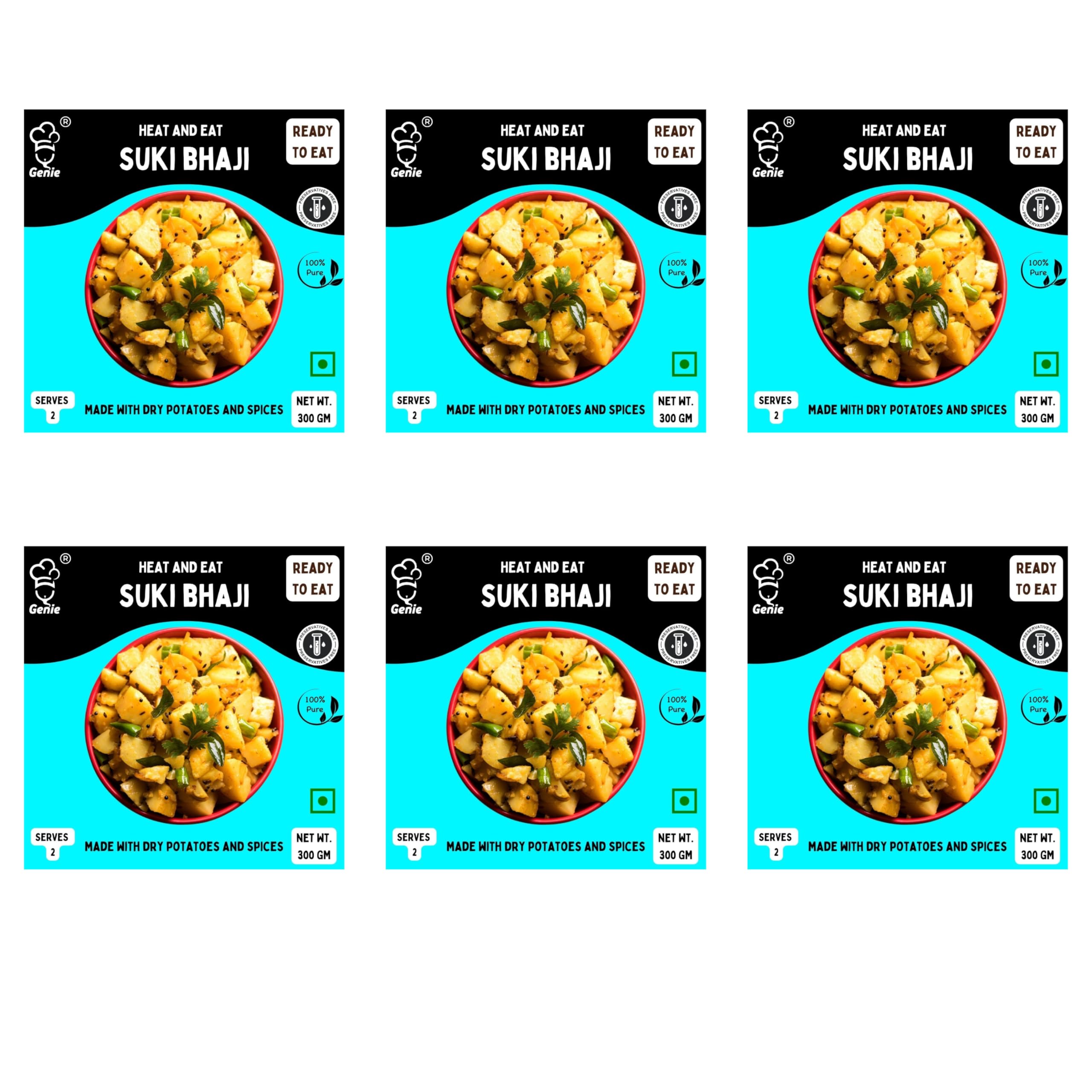 Genie's Suki Bhaji (300gm) l Pack of Two lReady to Eat l Fast appropriate l No Preservatives l No Artifical Colour l No hidden chemicals l Just heat And Eat l Ready in 5 mins l