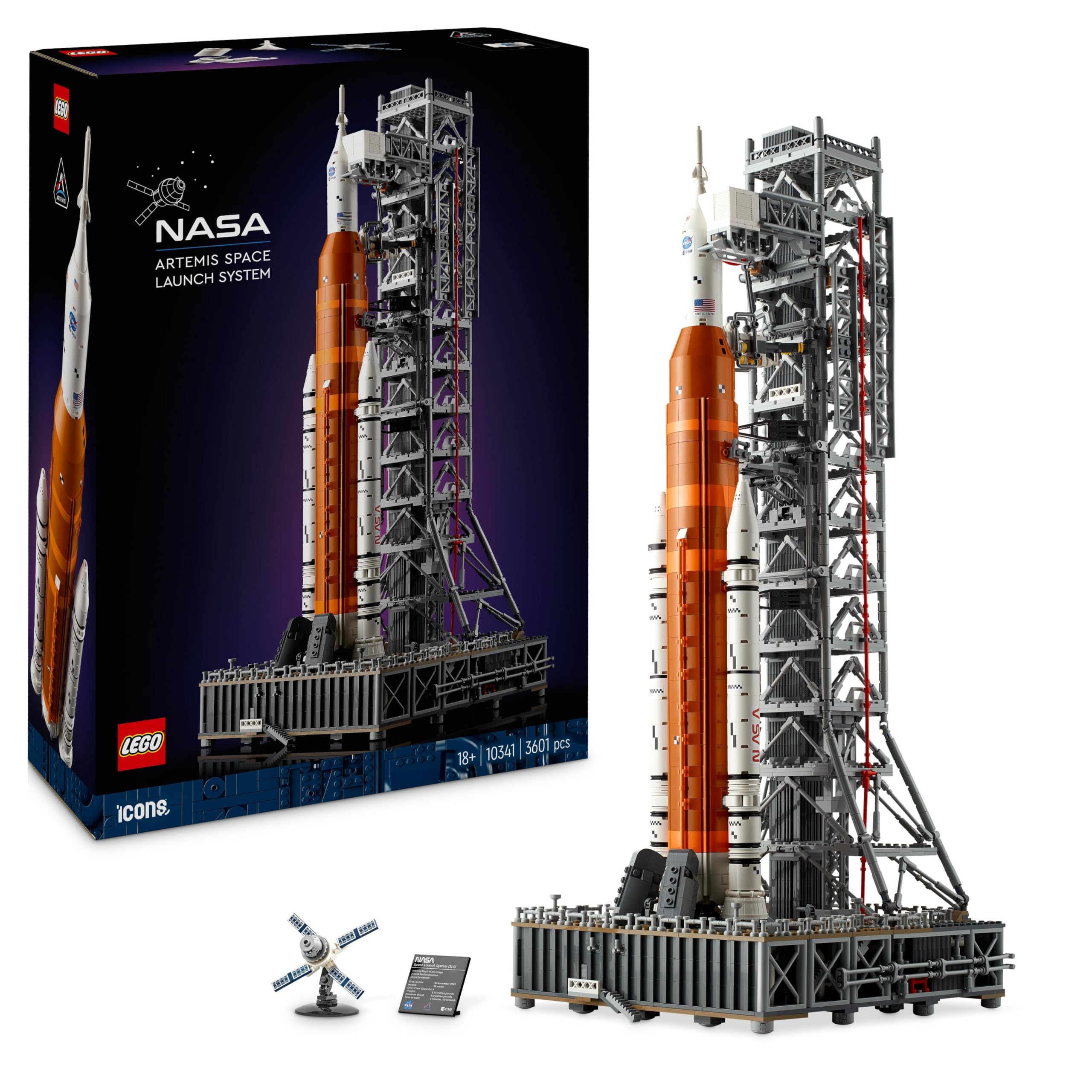 LEGOIcons NASA Artemis Space Launch System Set, Model Kit for Adults to Build, Includes an Orion Capsule and Launch Tower, Home and Office Desk Decor, Gifts for Men, Women, Him or Her 10341