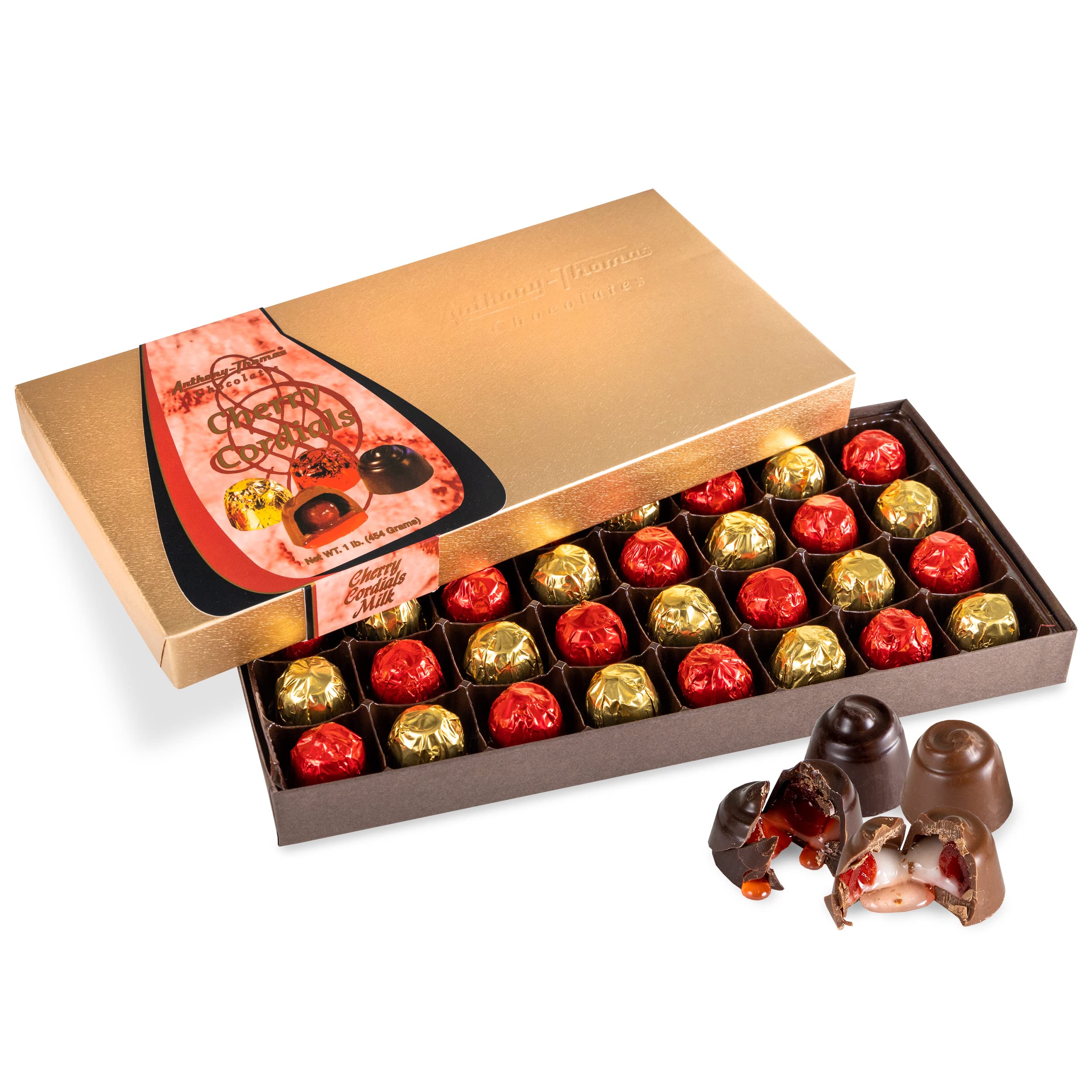 Anthony-ThomasAnthony Thomas, Cherry Cordials, Award-Winning, Chocolate Covered Cherries (32 Pieces, Milk and Dark Chocolate)