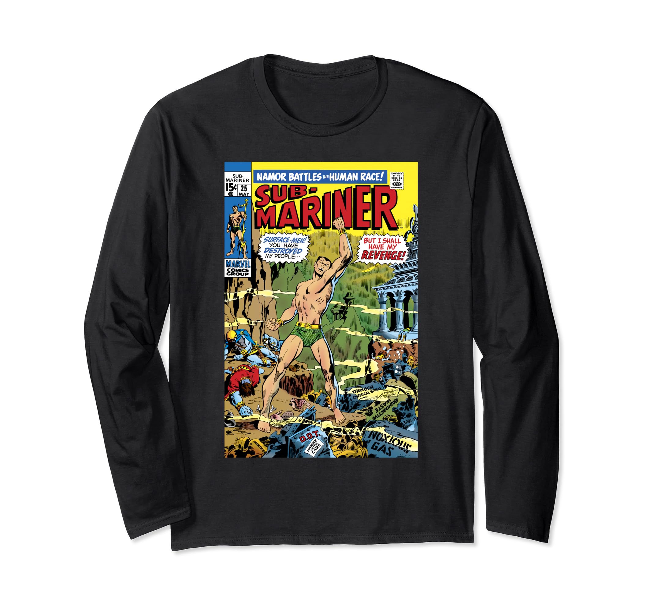 MarvelNamor The Sub-Mariner Battles The Human Race Comic Long Sleeve T-Shirt