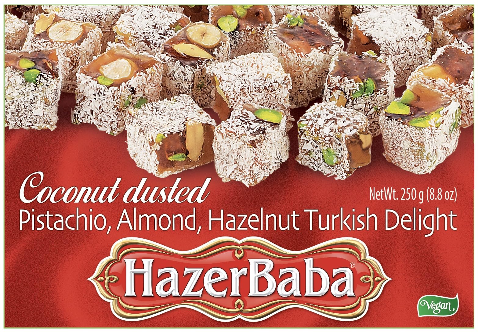 HazerBaba Turkish Delight Sweets with Mixed Nuts and Coconut, 250 grams