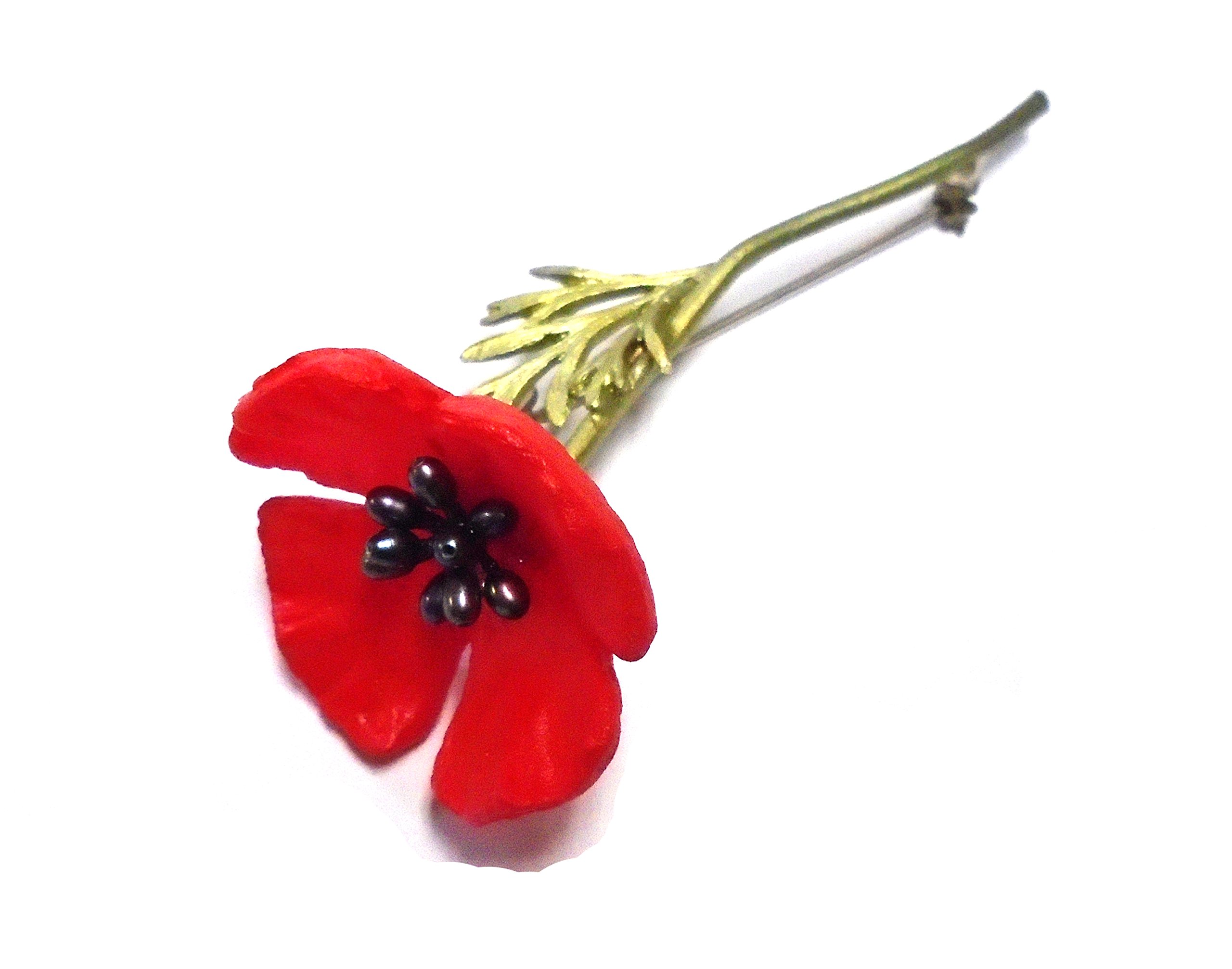 Michael MichaudRed Poppy Flower Pin/Brooch for Silver Seasons