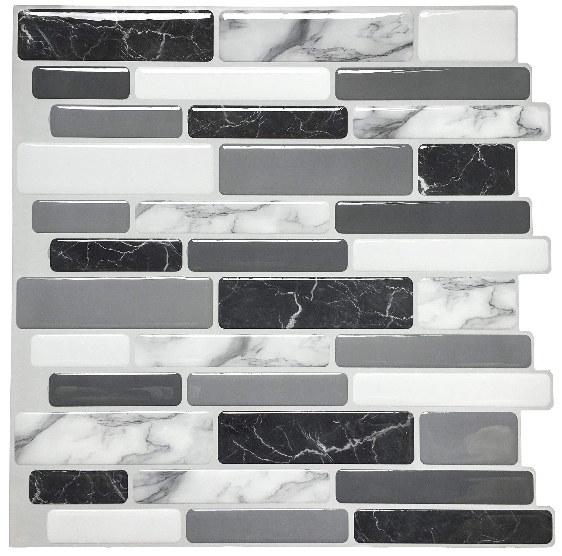 Art3d 10-Sheets Peel and Stick Kitchen Backsplash Tiles, 12"x12" Self-Adhesive Marble Grey Wall Tiles for Kitchen and Bathroom