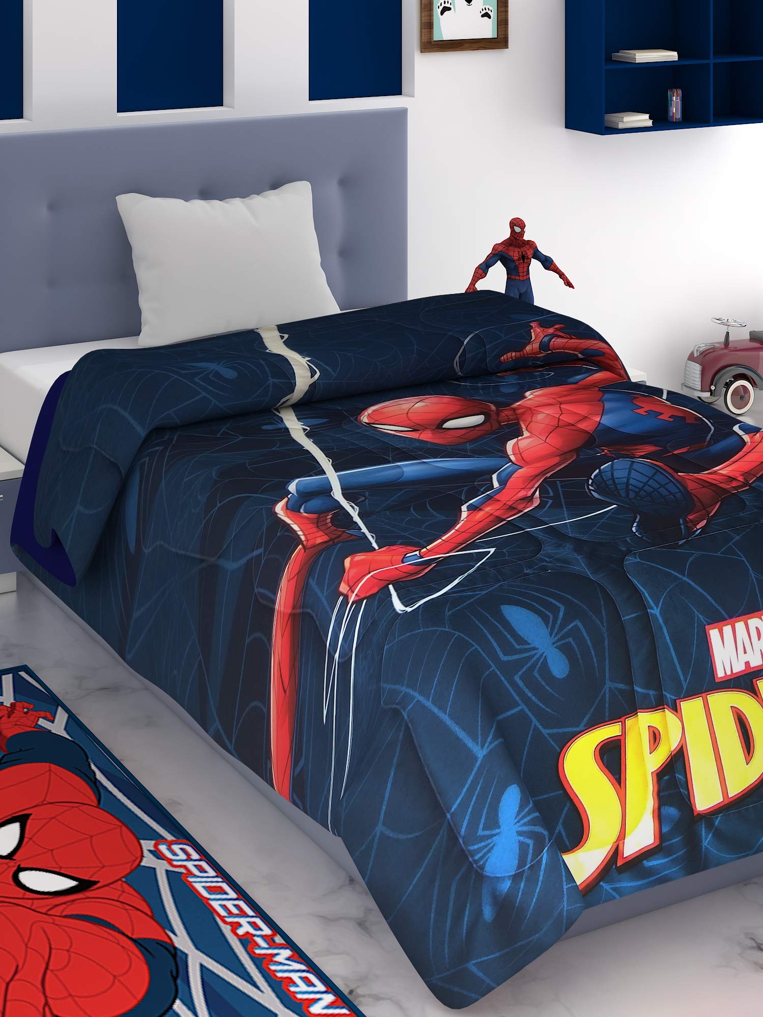 Athom Trendz Polyester and Polyester Blend Marvel Spiderman 300 GSM Kids Comforter (135x220 cm)