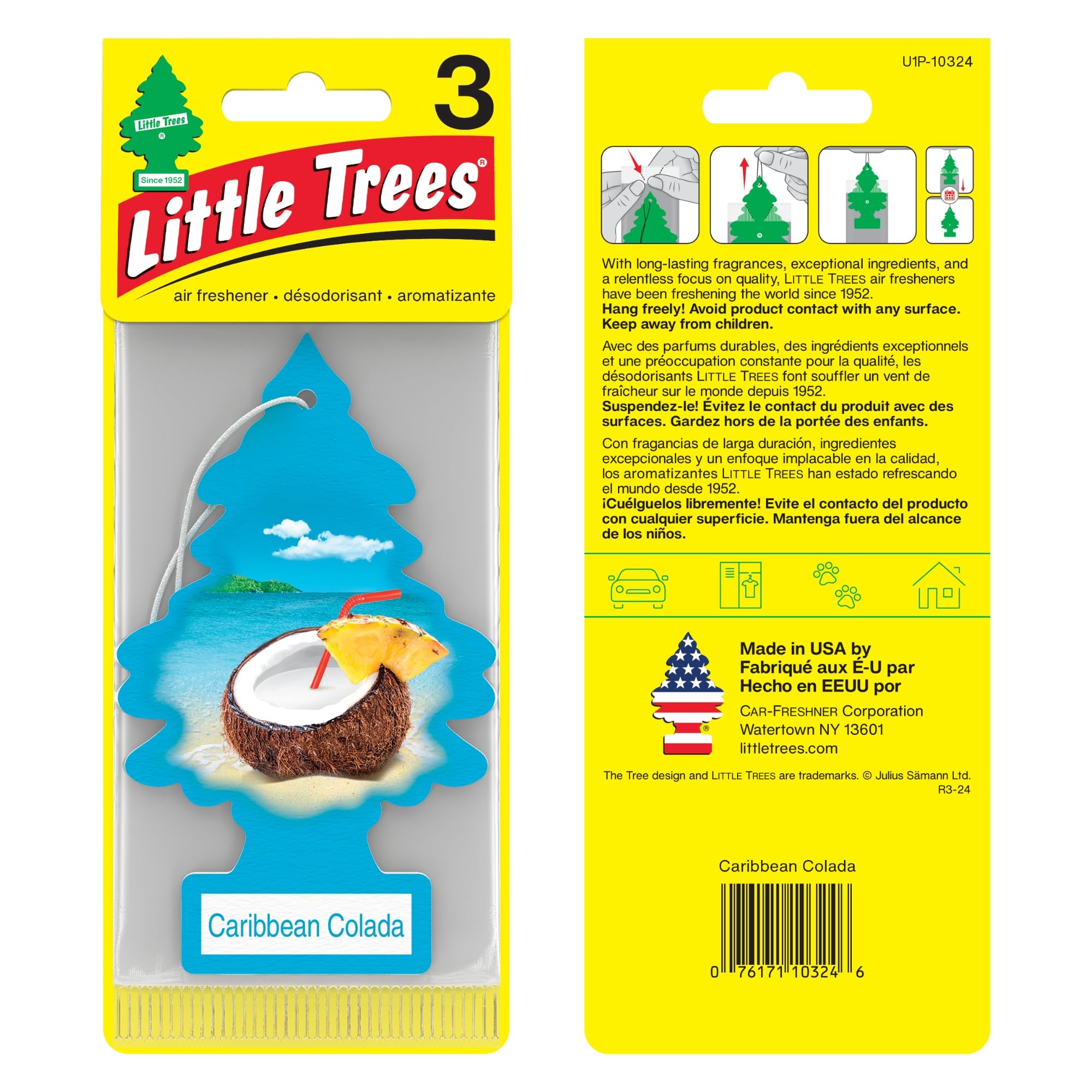 Little Trees Caribbean Colada Hanging Car Air Freshener(3 Unit's)