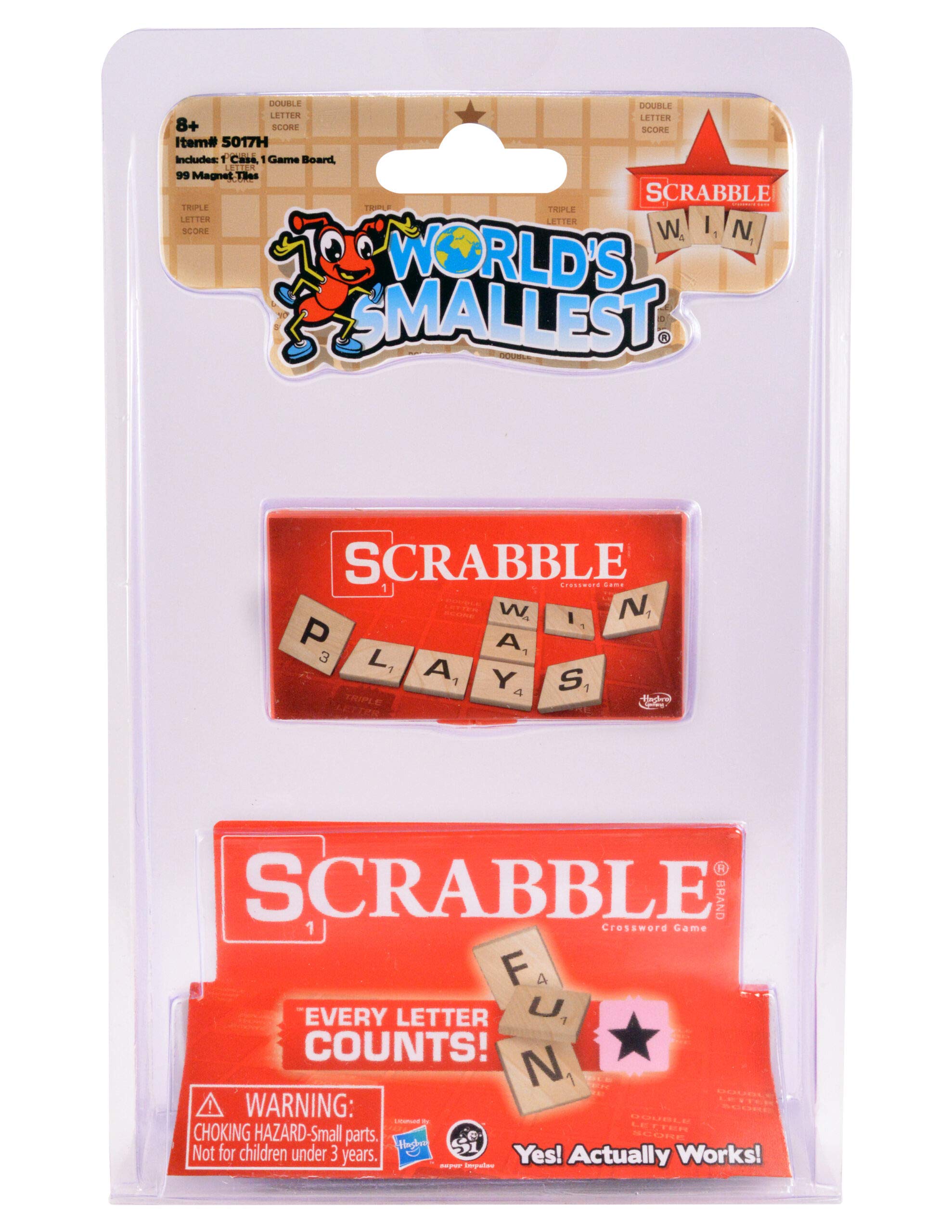 World's Smallest Scrabble, Miniature Magnetic Board, 98 Letters, 5 Blank Tiles & Portable Case, Family Game, Classic Scrabble Game, Perfect for Stocking Stuffers, Easter Gifts, Party Favors, Ages 8+