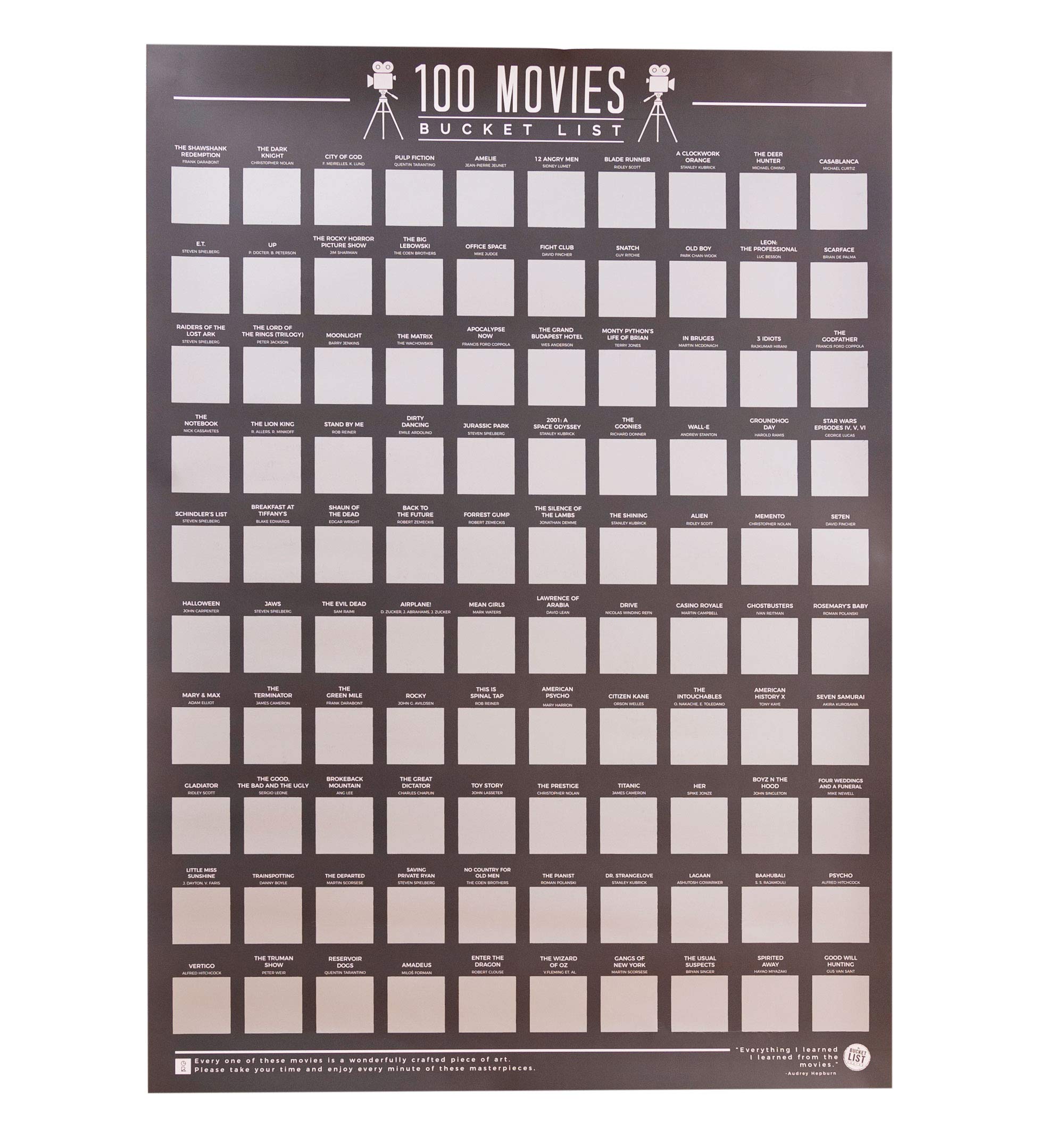 Gift Republic The Original 100 Movies-Scratch Off Bucket List Poster, Paper, Multi, one Size