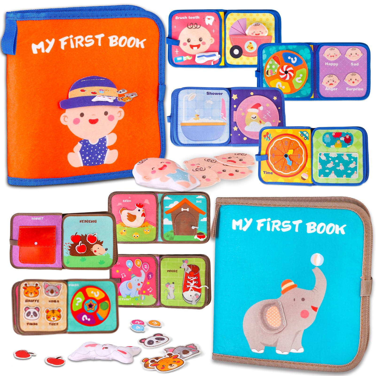 kramow Busy Board for Toddlers 12-18 Months, Busy Books 1+ Year Old, Baby Montessori Sensory Board, 2 Quiet Book, Baby Early Education Toys Gift for Kids Girl Boy