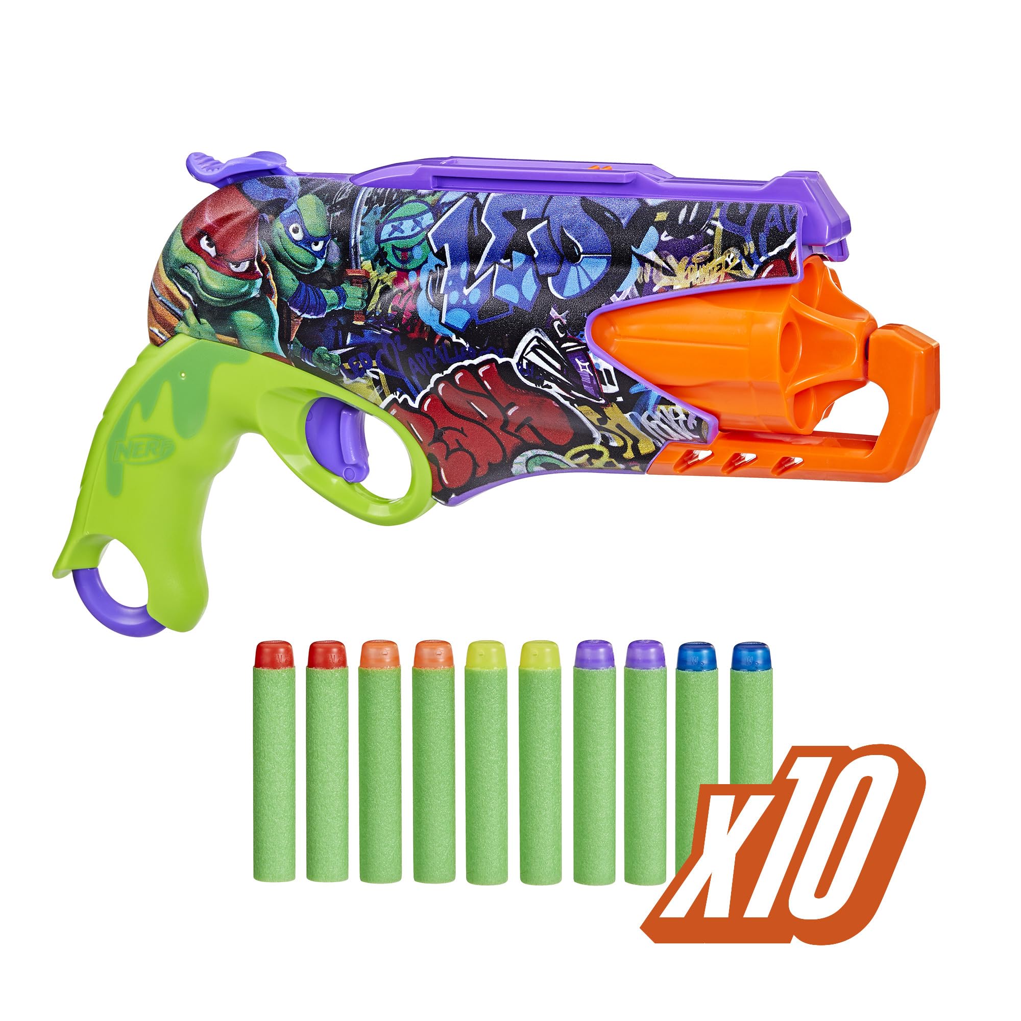 Nerf Teenage Mutant Ninja Turtles Dart Blaster, 10 Elite Darts, Kids Stocking Stuffers, Ages 8+