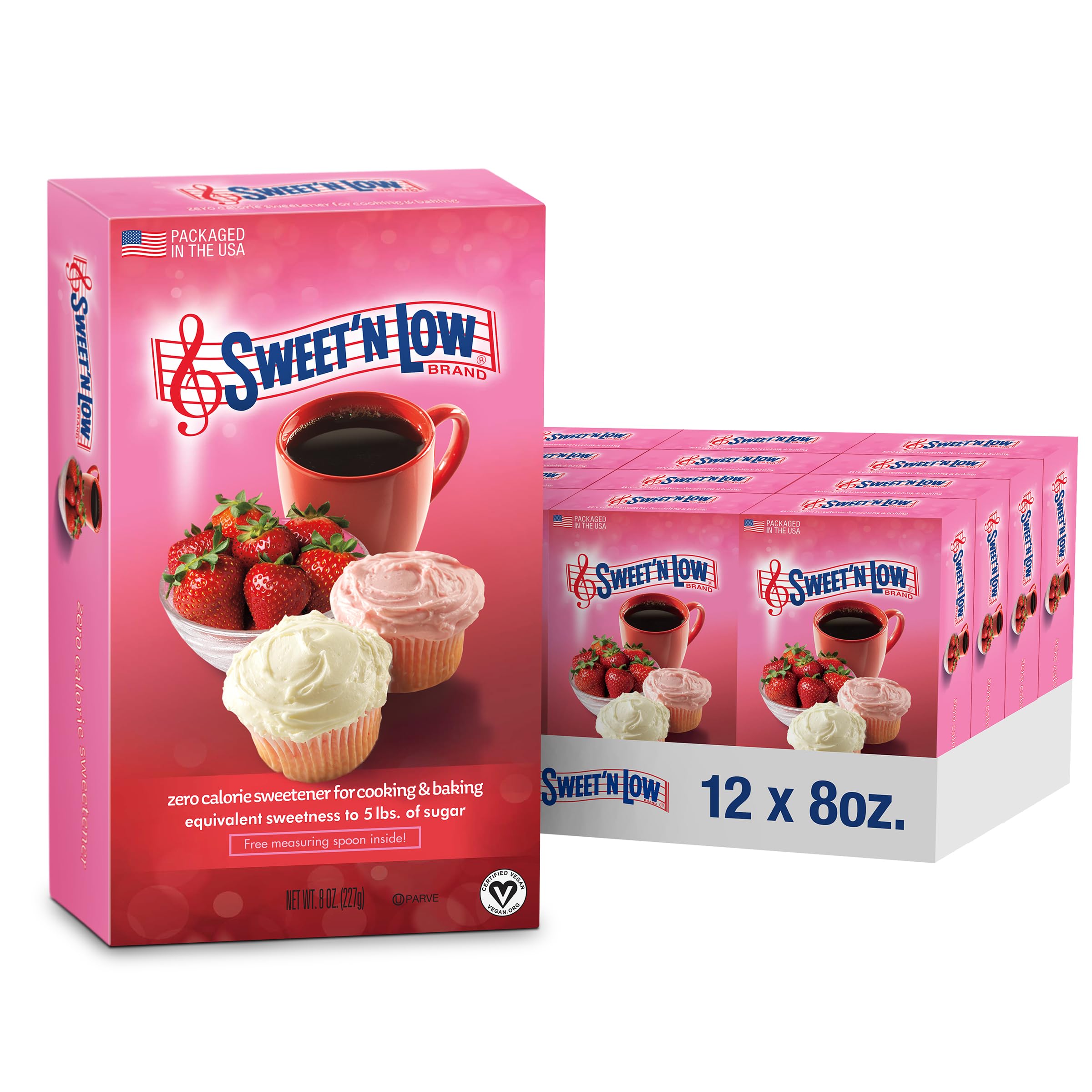 Sweet'N Low Zero Calorie Bulk Sweetener, 8 oz. Box, 12 Pack, Granulated Sugar Substitute for Baking, Coffee, Tea and More, Kosher & Gluten Free, Low Glycemic Index