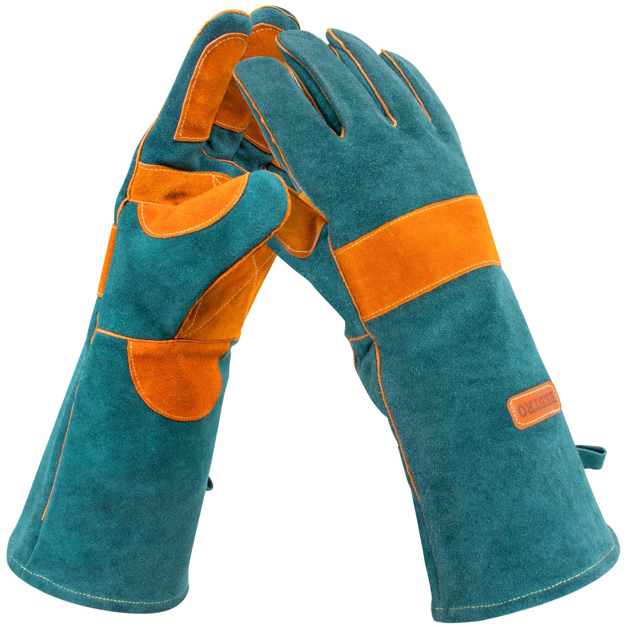 BEETRO 932℉ Heat Resistant Forge/Mig/Stick Welding Gloves for Oven/Grill/Fireplace/Furnace/Stove/Pot Holder/Wood Burner