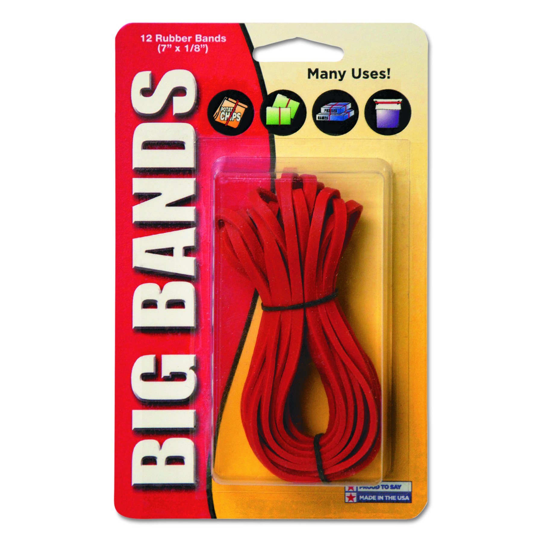 Alliance Rubber Big Rubber Bands 12 Pack 7-Inch X 1/8-Inch Red 00700