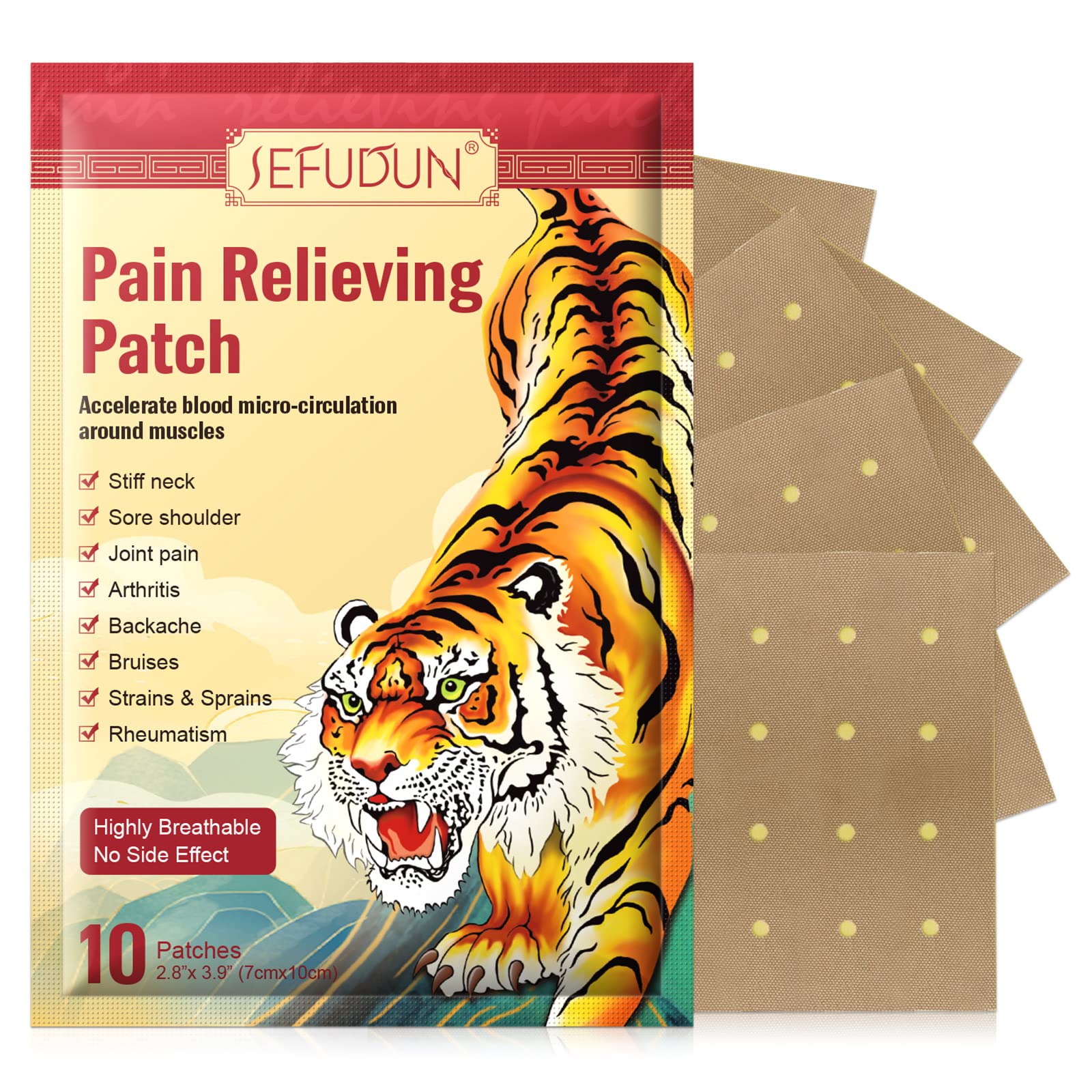 HRAMEX Pain Relief Patches(20 Patches),Chinese Tiger Patch - Tiger Balm for All Parts of The Body,Shoulder Pain,Back Pain,Knee Pain,Arthritis Pain,Bone Pain Relief Back Pain Patch