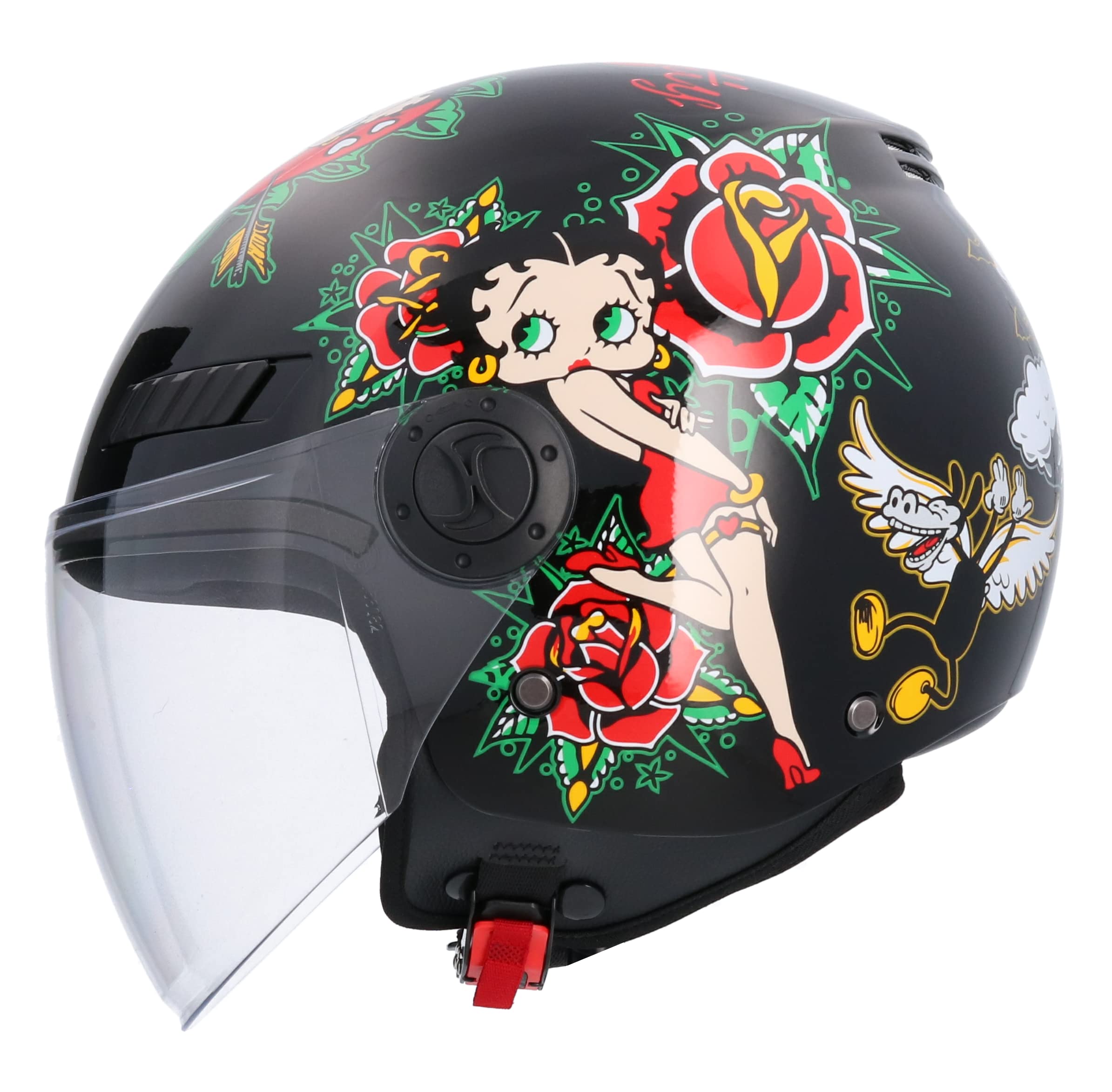 Motorcycle Jet Helmet ECE Approved La Betty Helmet Black Size S (55/56) Motorcycle Helmet for Men Women