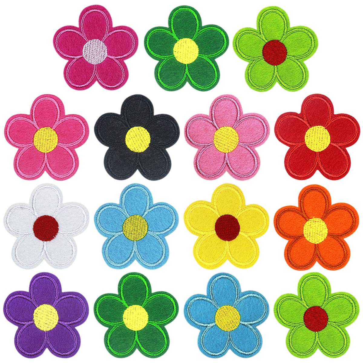 26 Pcs Sew Iron On Patches, Flower Patches Stickers Embroidered Sunflower Fabric Patches, DIY Appliques Patches Badge for Clothing, Backpack, Caps, Shoes, Jeans