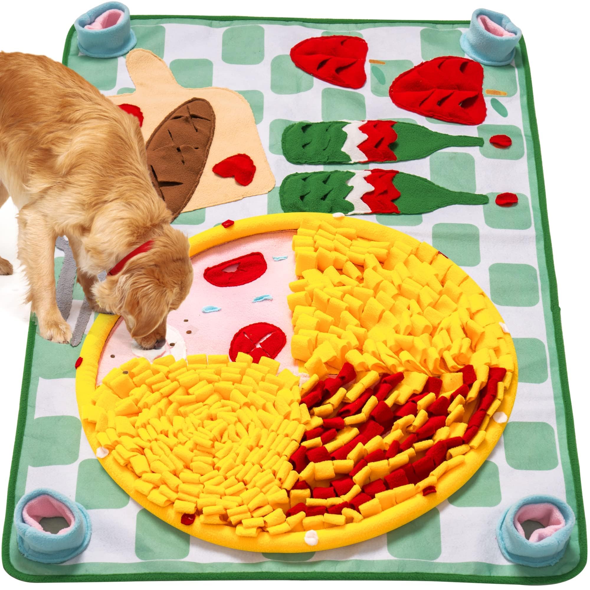 MEWOOFUN Snuffle Mat for Dogs, 100 x 96cm Washable Slow Eating Snuffle Mat for Large Small Dogs/Puppies - Interactive Dog Puzzle Toys Dog Snuffle Mat Treat Mat for Boredom and Smell Training