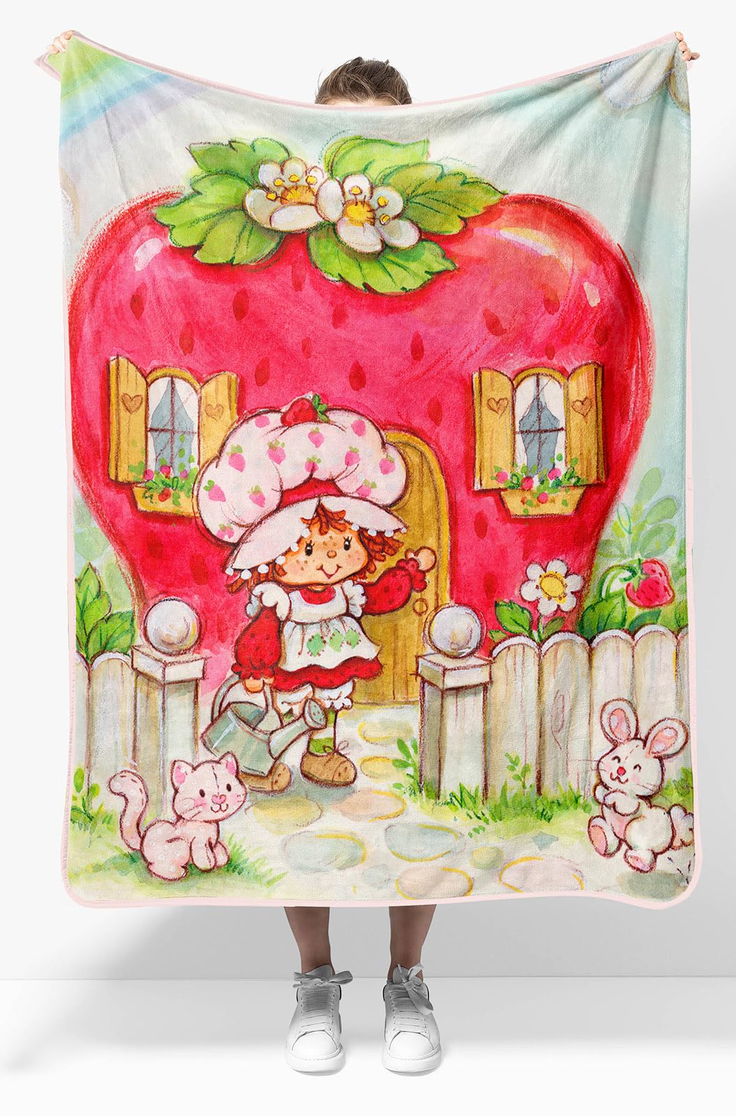 Strawberry Shortcake Berry Playhouse Plush Travel Throw Blanket - Measures 40 x 50 Inches - Kids Super Soft Lightweight Bedding