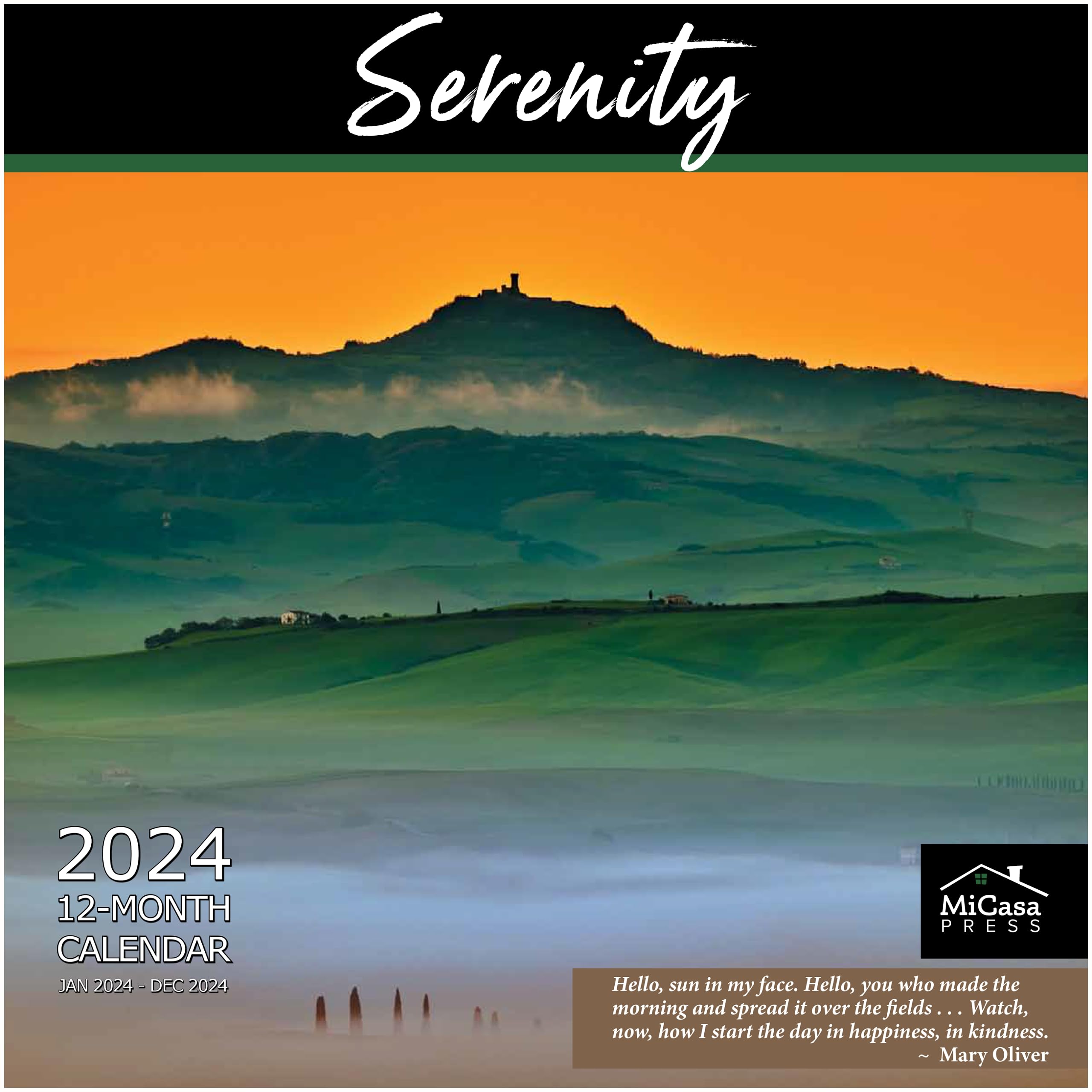 MICASA Serenity with Inspirational Quotes 2024 Hangable Monthly Wall Calendar | 12" x 24" Open | Thick & Sturdy Paper | Giftable | Scenic Nature | Choose Calm