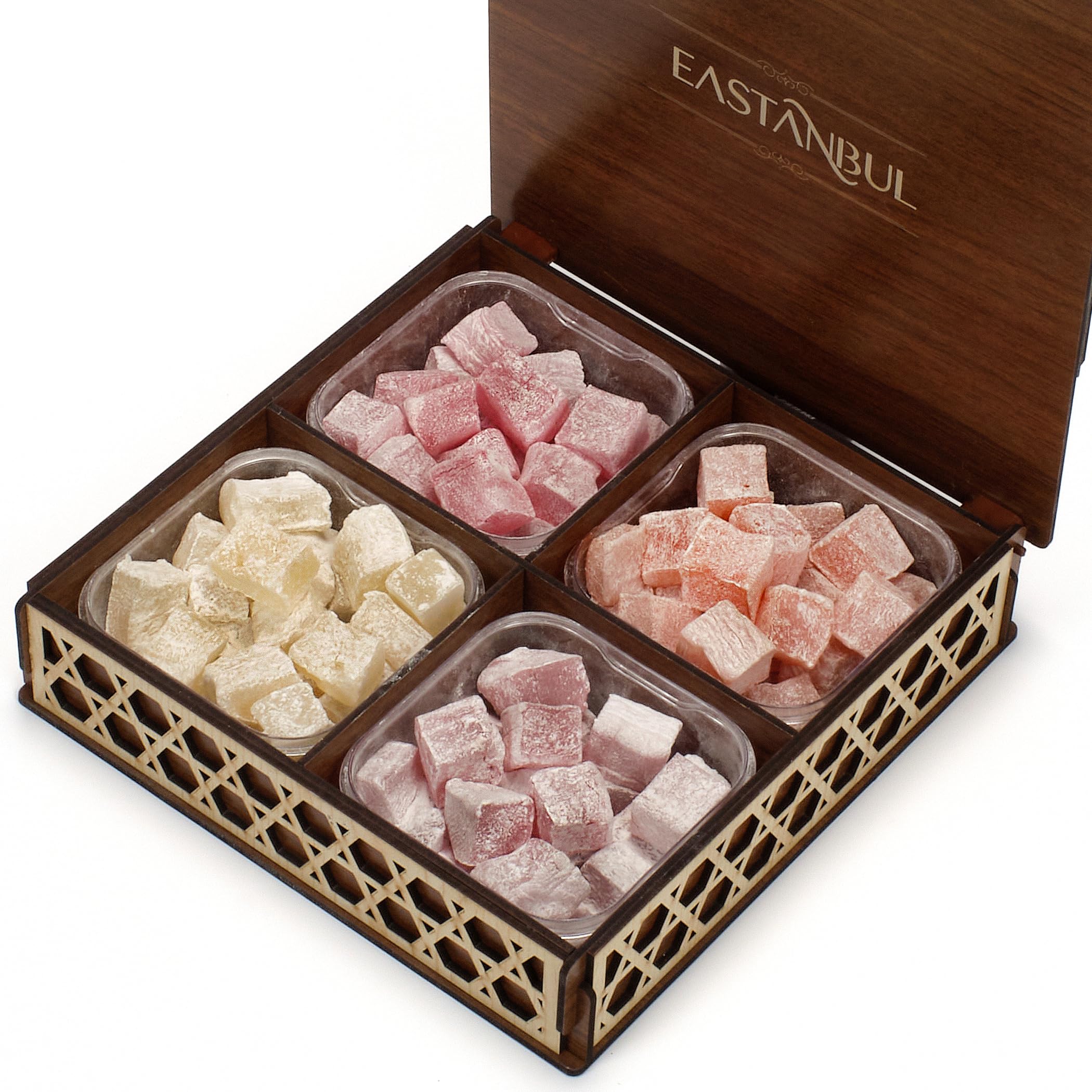 Eastanbul Turkish Delight, 35.3oz, Turkish Delights Candy, Turkish Candy, Turkish Delights Assorted, Dulces de Narnia, Lokum, Turkish Sweet in Souvenir Wooden Gift, Christmas Gift