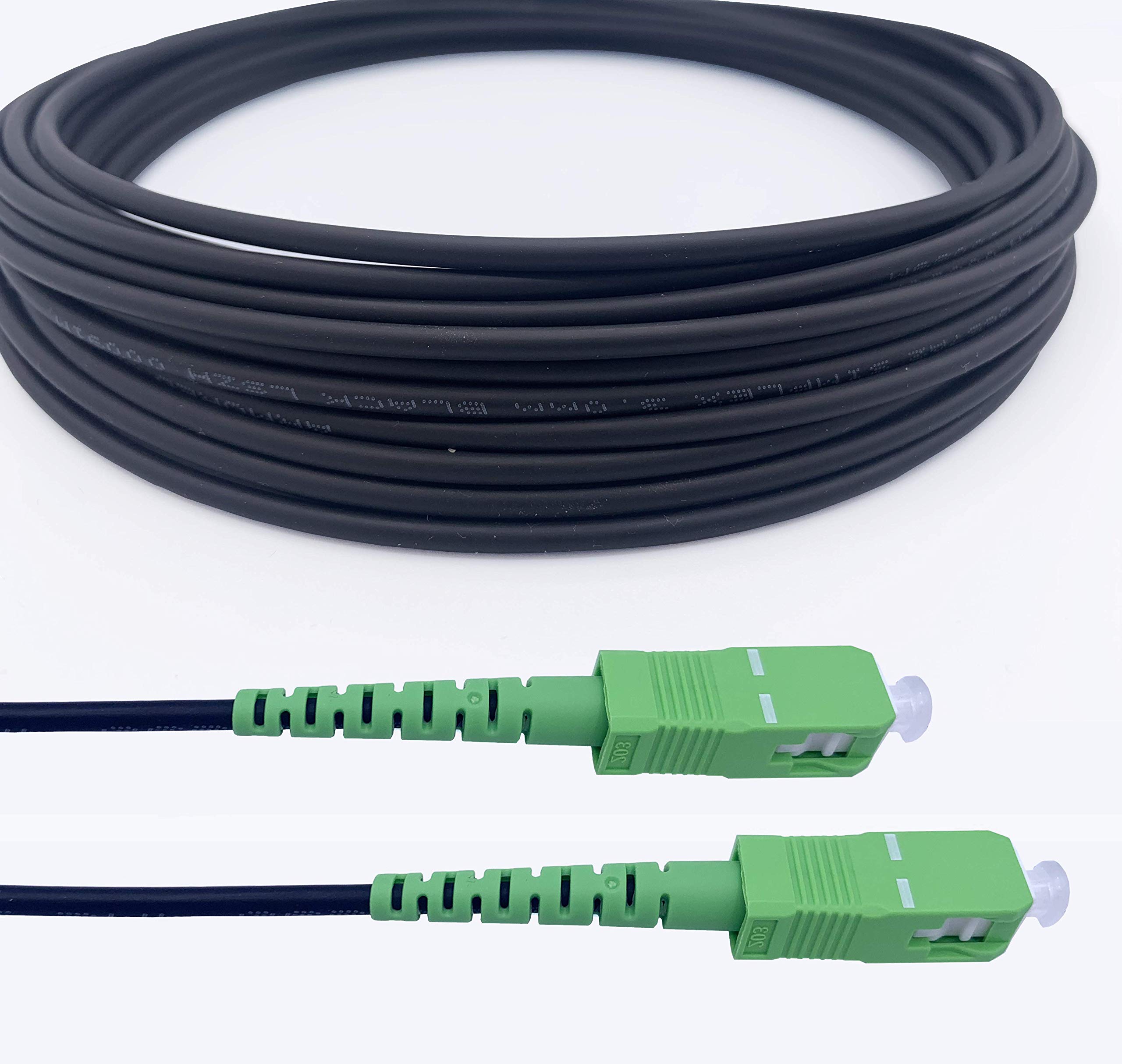 Elfcam - Armored Fiber Optic Cable SC/APC to SC/APC Simplex Singlemode, Compatible with FTTH Cables,40M /131.2ft