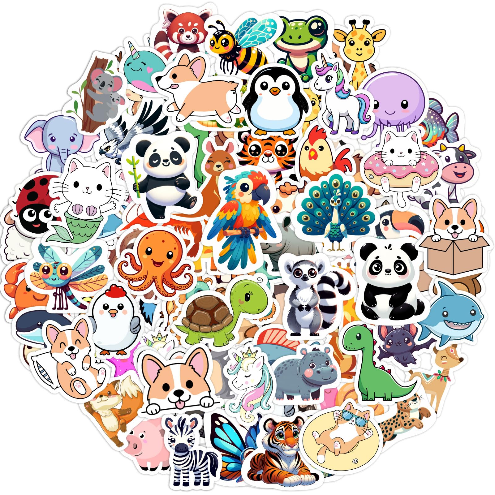 RINOLY 100 PCS Water Bottle Stickers for Kids,Waterproof Vinyl Animal Stickers for Kids,Skateboard,Laptop Stickers for Girls Boys Classroom Prizes