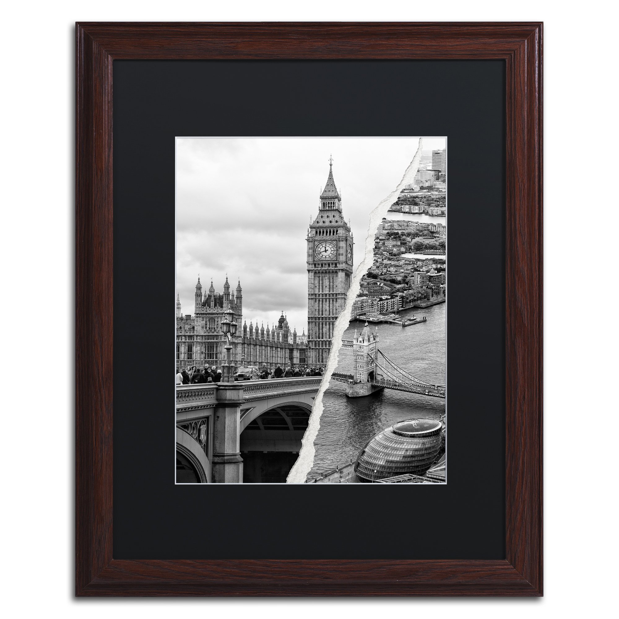 City of London by Philippe Hugonnard Artwork, 16 by 20", Black Matte/Wood Frame