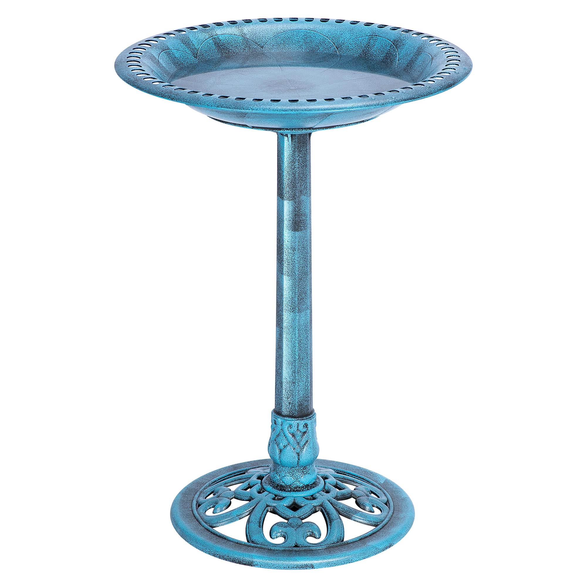 VIVOHOME 28 Inch Height Polyresin Lightweight Antique Outdoor Garden Bird Bath Blue