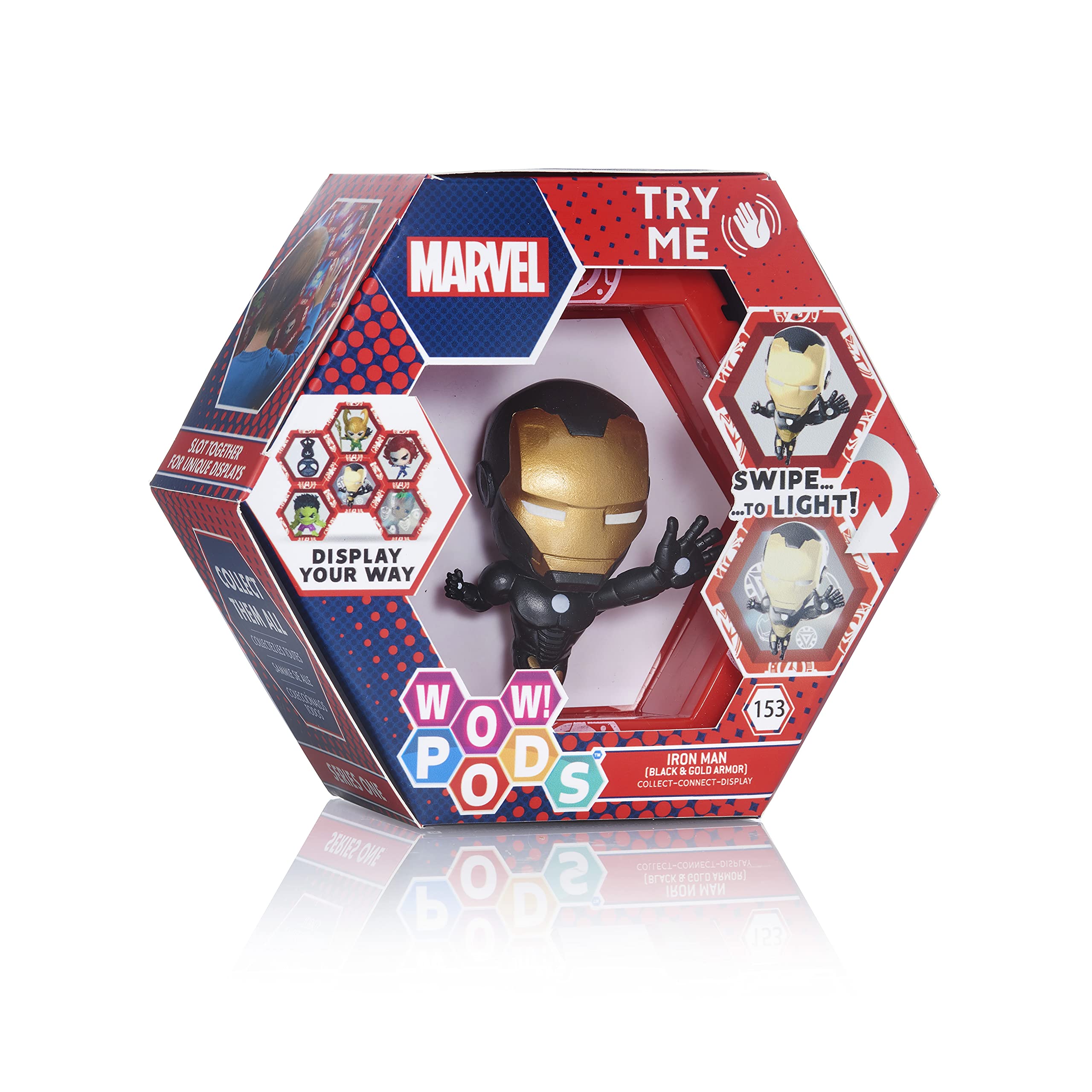 WOW! PODS Avengers Collection - Limited Edition Metallic Ironman | Superhero Light-Up Bobble-Head Figure | Official Marvel Collectable Toys & Gifts,Metallic Iron Man,4 inches